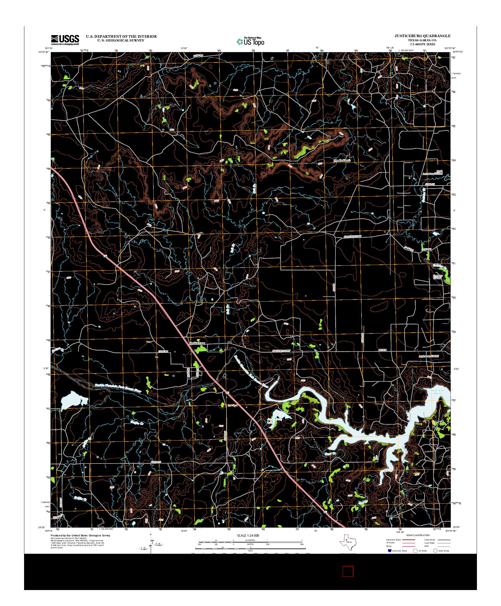USGS US TOPO 7.5-MINUTE MAP FOR JUSTICEBURG, TX 2012