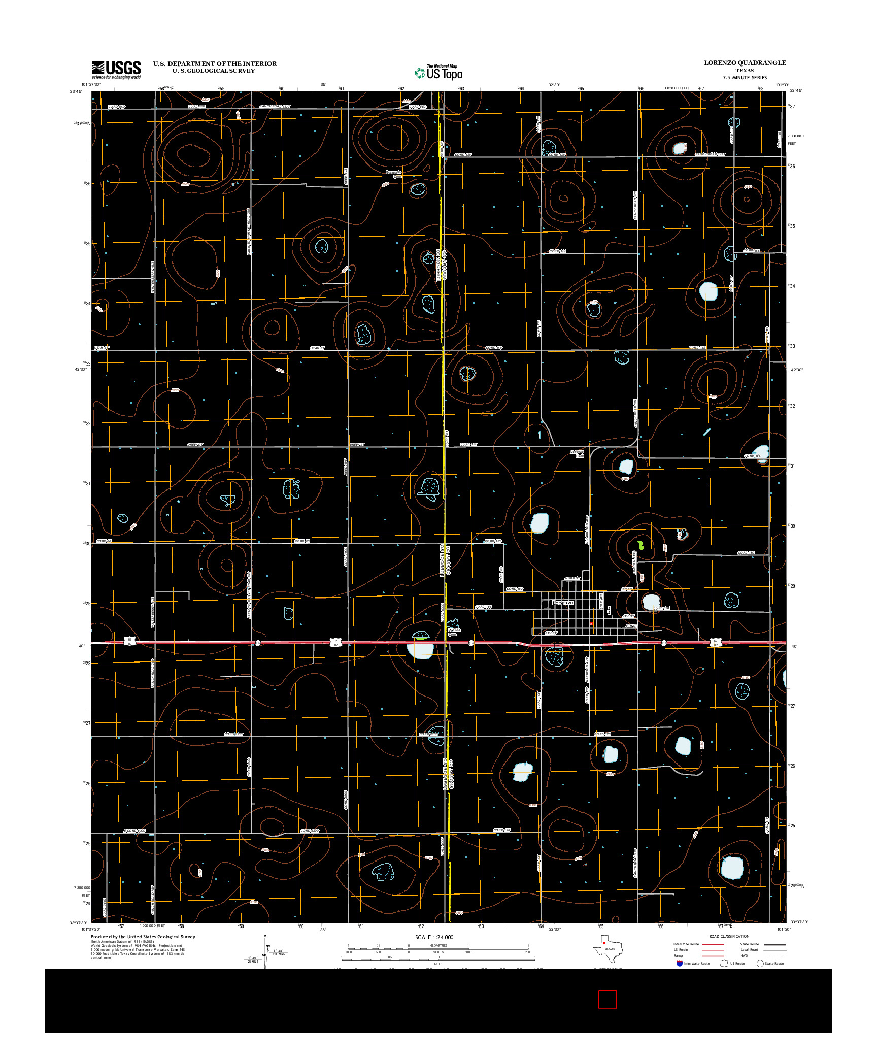 USGS US TOPO 7.5-MINUTE MAP FOR LORENZO, TX 2012