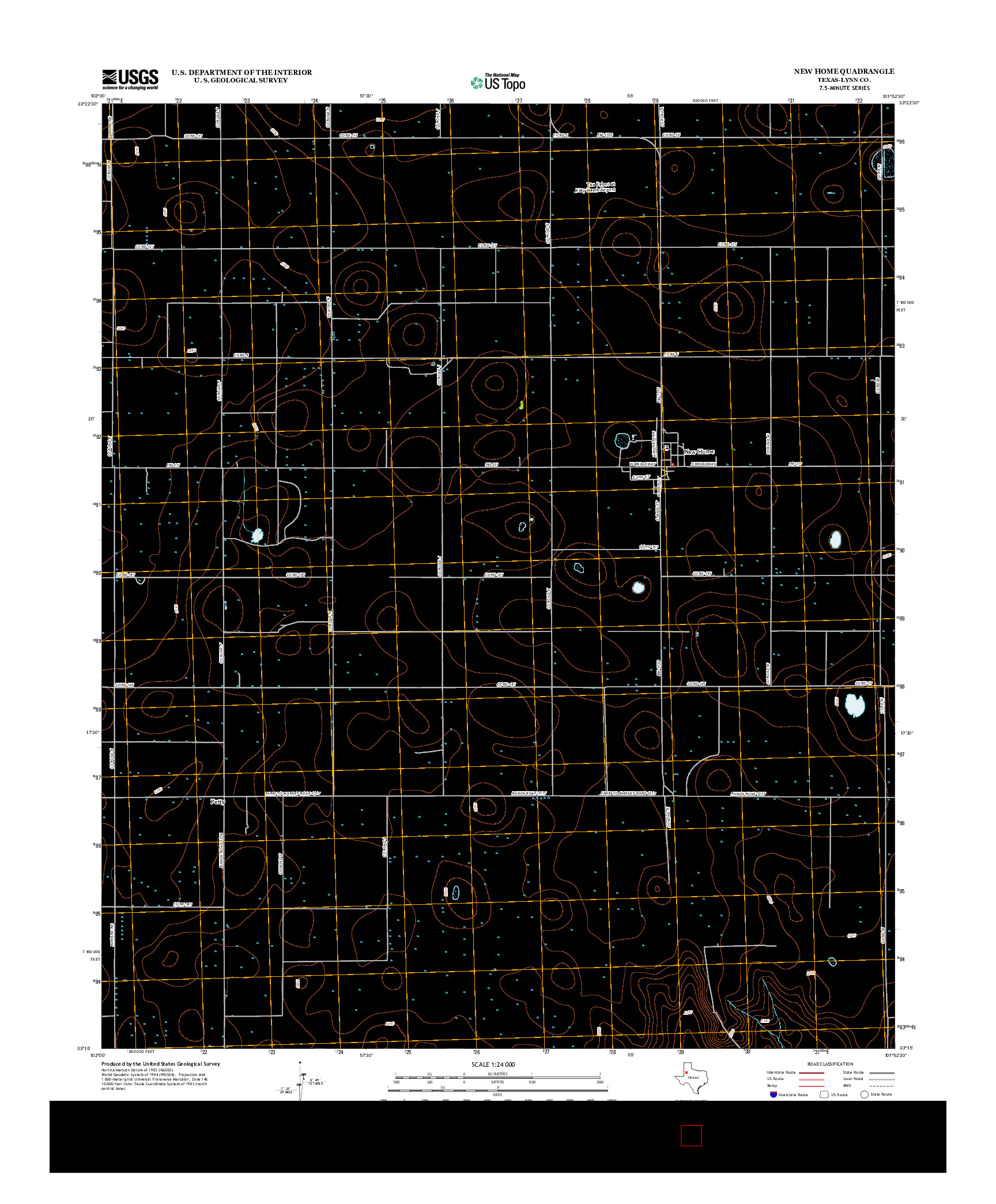 USGS US TOPO 7.5-MINUTE MAP FOR NEW HOME, TX 2012