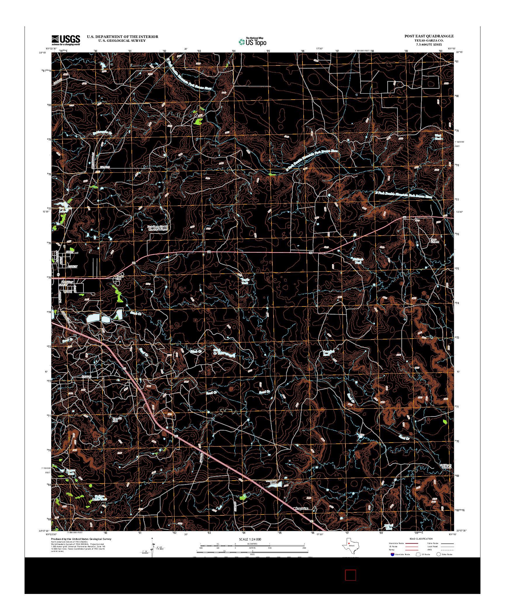 USGS US TOPO 7.5-MINUTE MAP FOR POST EAST, TX 2012