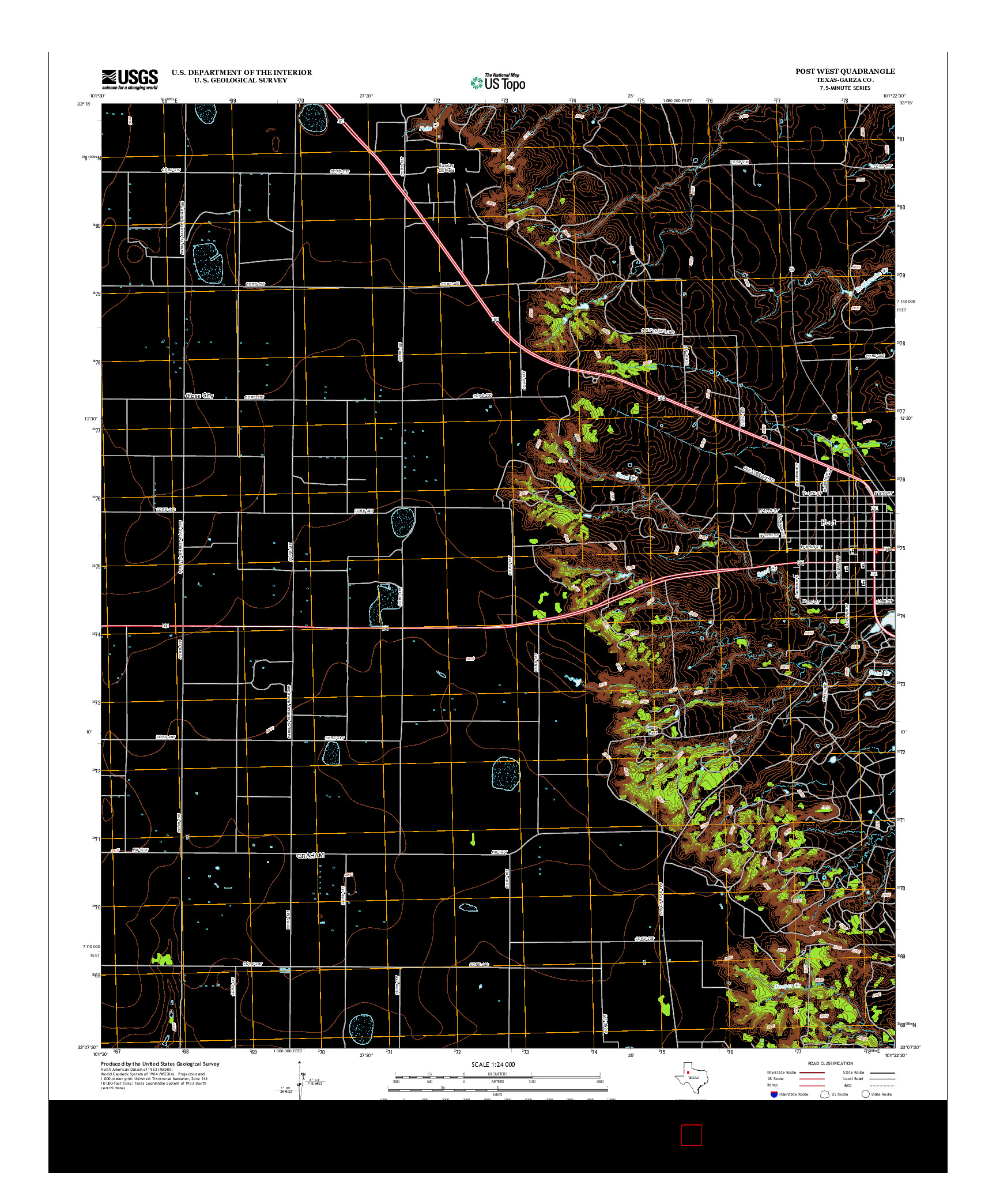 USGS US TOPO 7.5-MINUTE MAP FOR POST WEST, TX 2012