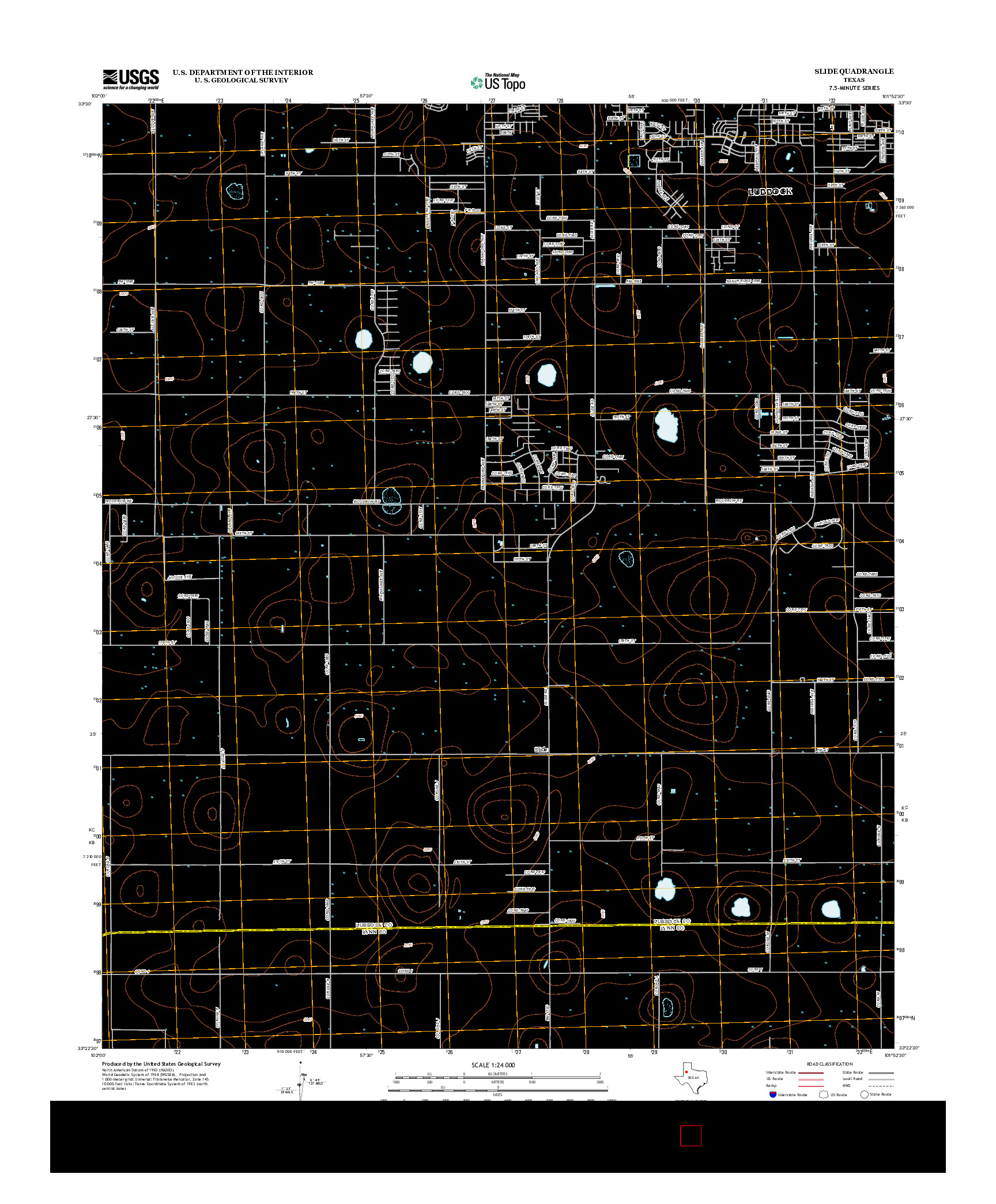 USGS US TOPO 7.5-MINUTE MAP FOR SLIDE, TX 2012