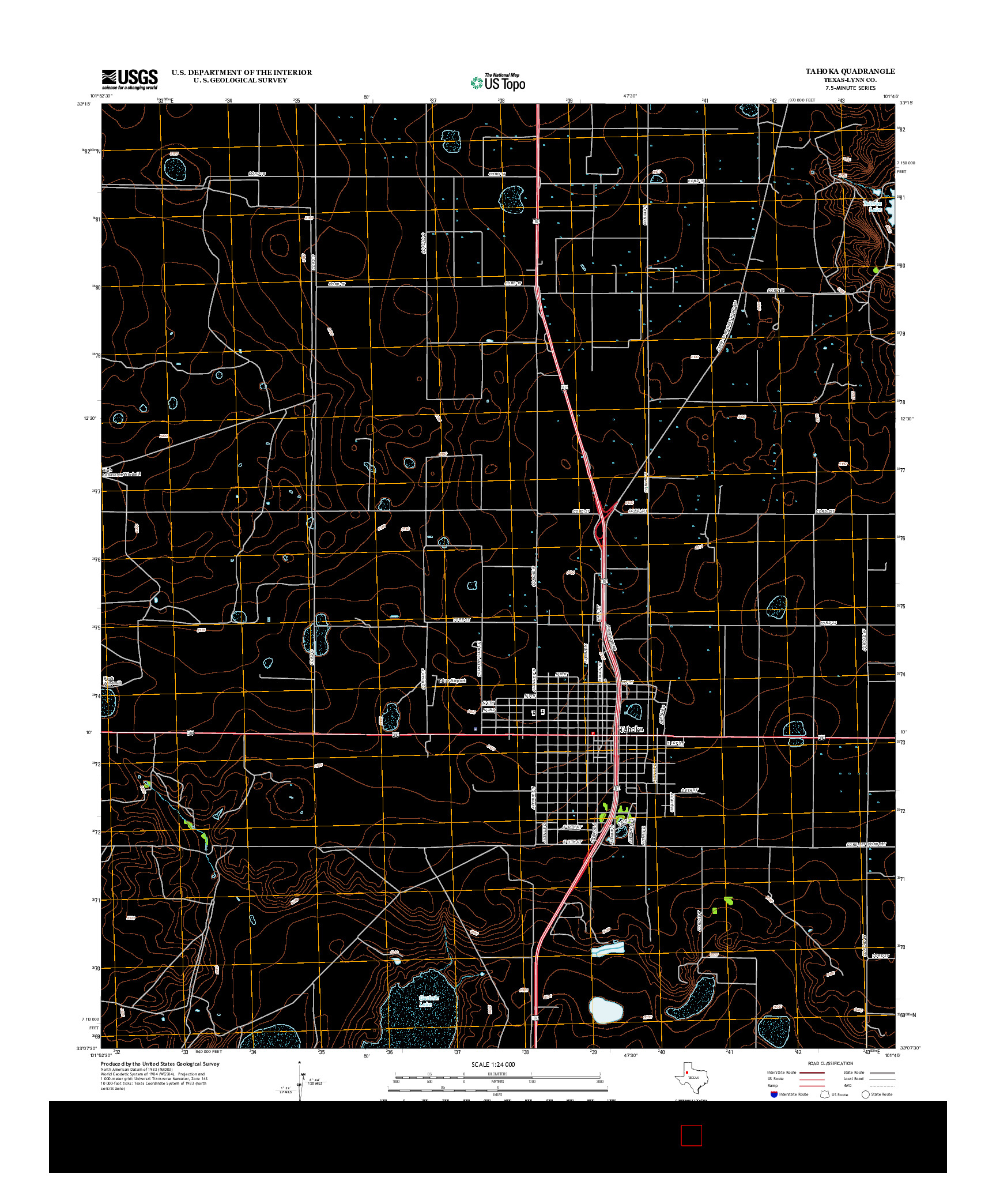 USGS US TOPO 7.5-MINUTE MAP FOR TAHOKA, TX 2012