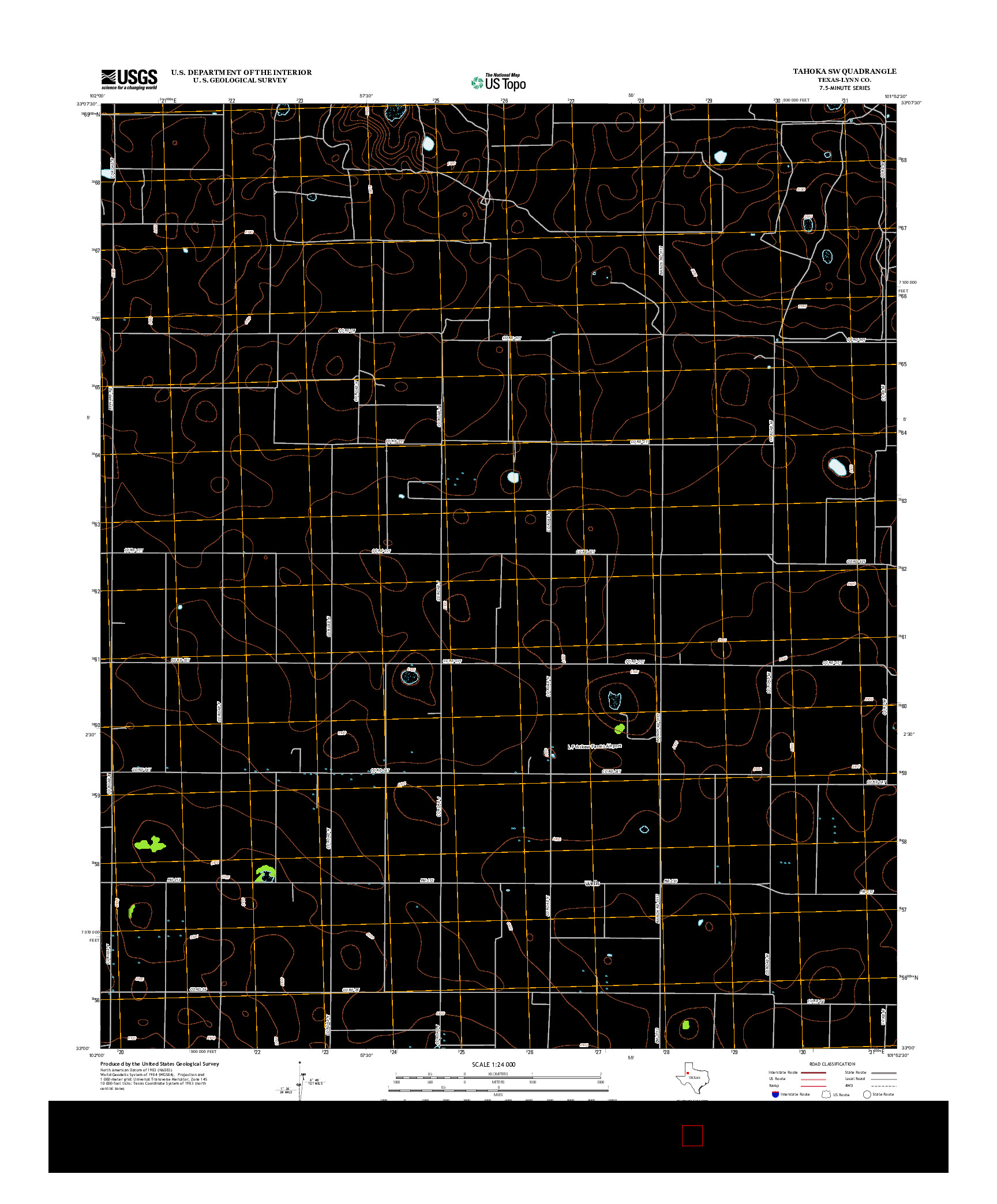 USGS US TOPO 7.5-MINUTE MAP FOR TAHOKA SW, TX 2012