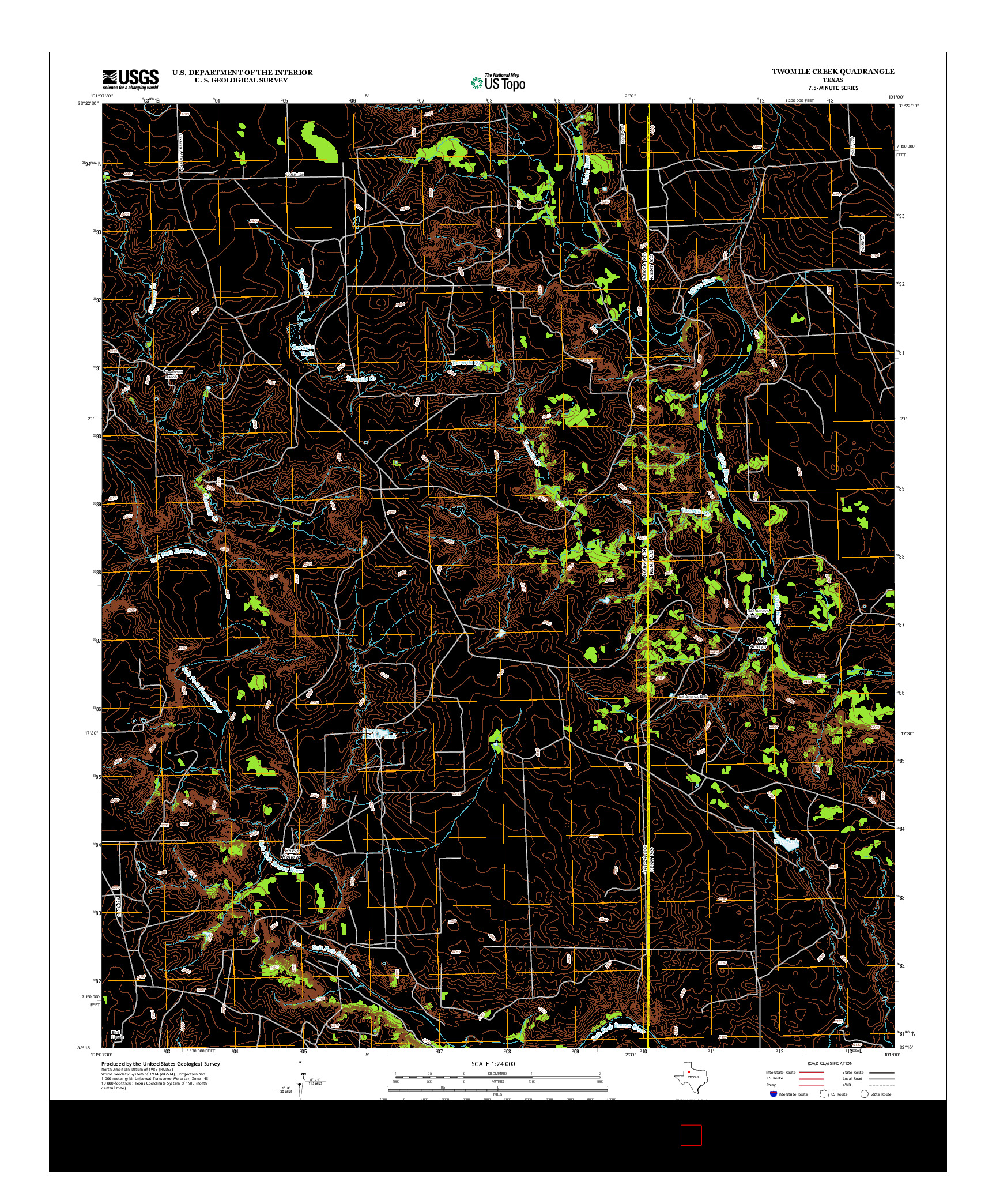 USGS US TOPO 7.5-MINUTE MAP FOR TWOMILE CREEK, TX 2012