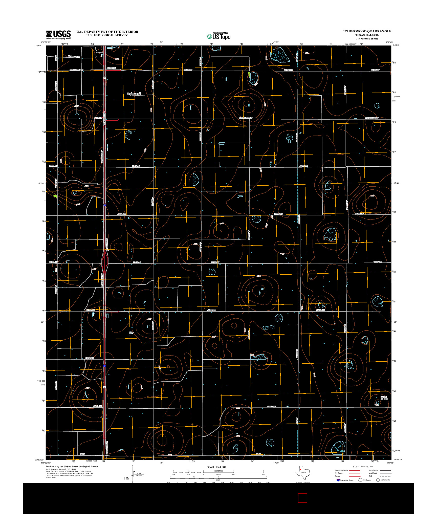 USGS US TOPO 7.5-MINUTE MAP FOR UNDERWOOD, TX 2012