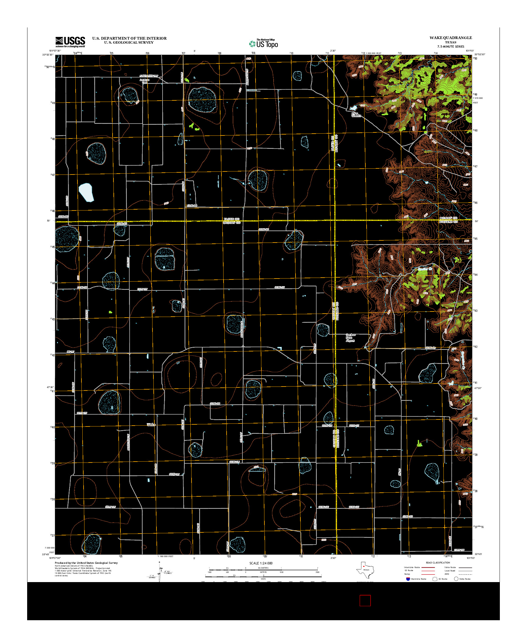 USGS US TOPO 7.5-MINUTE MAP FOR WAKE, TX 2012