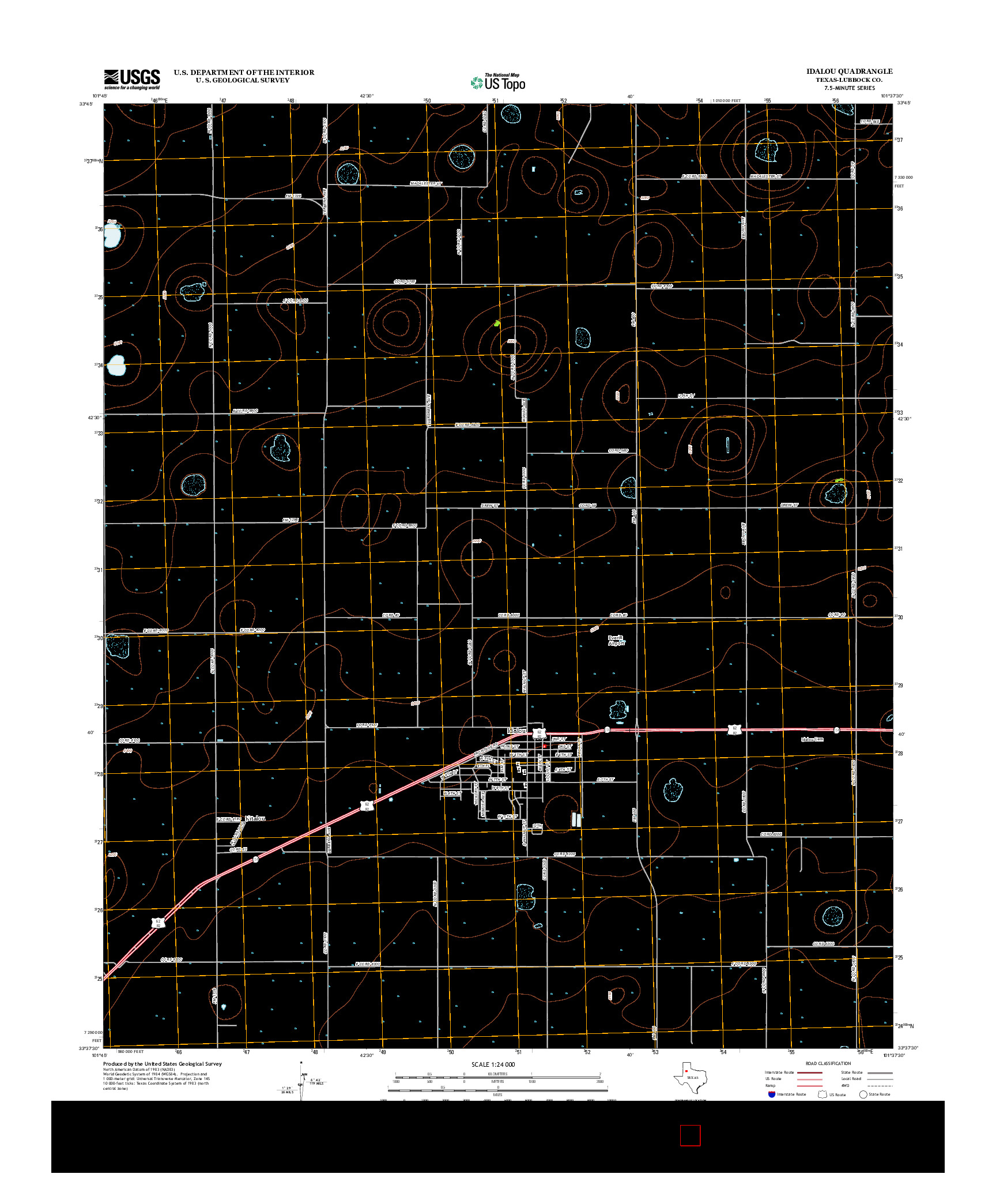 USGS US TOPO 7.5-MINUTE MAP FOR IDALOU, TX 2012