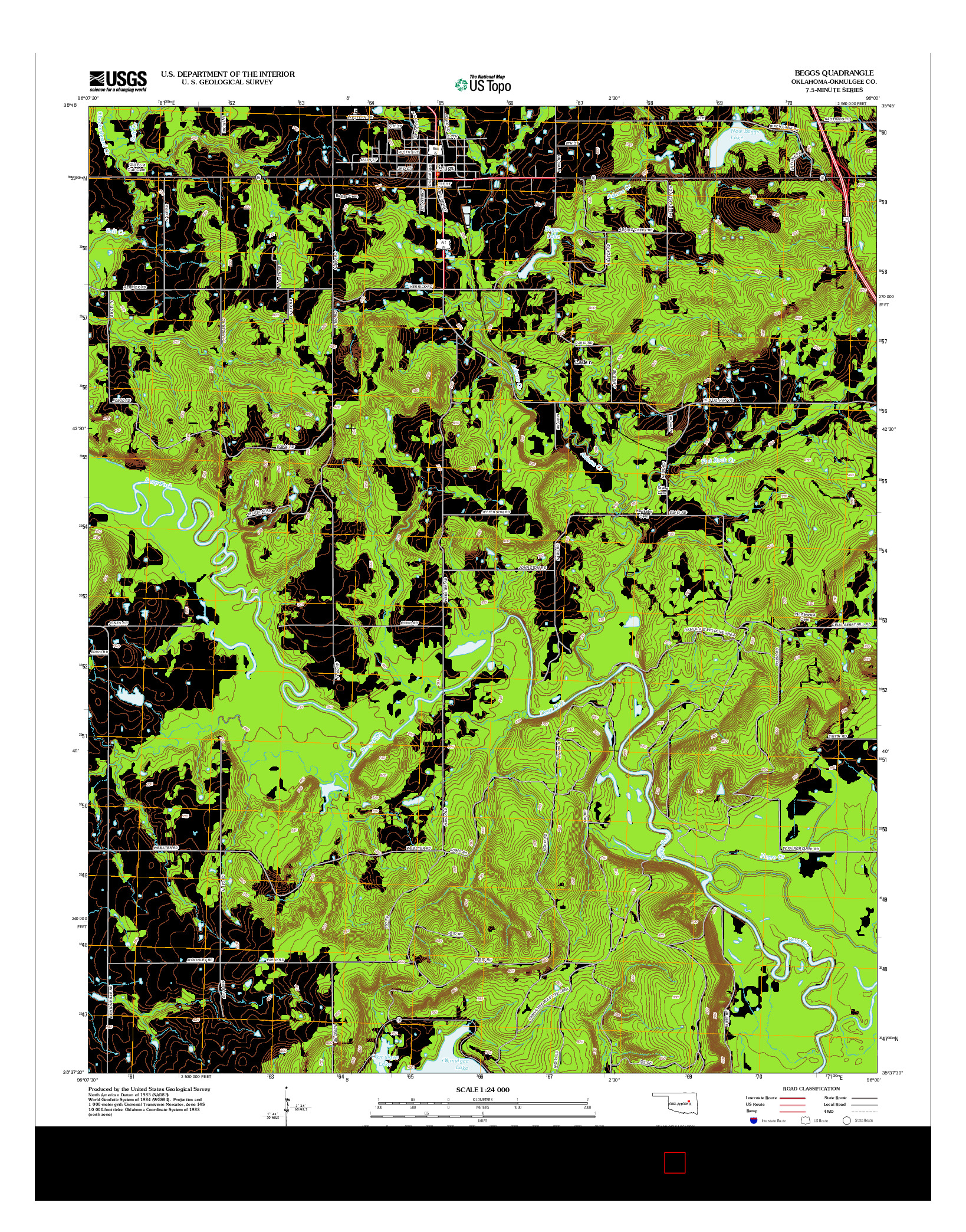 USGS US TOPO 7.5-MINUTE MAP FOR BEGGS, OK 2012