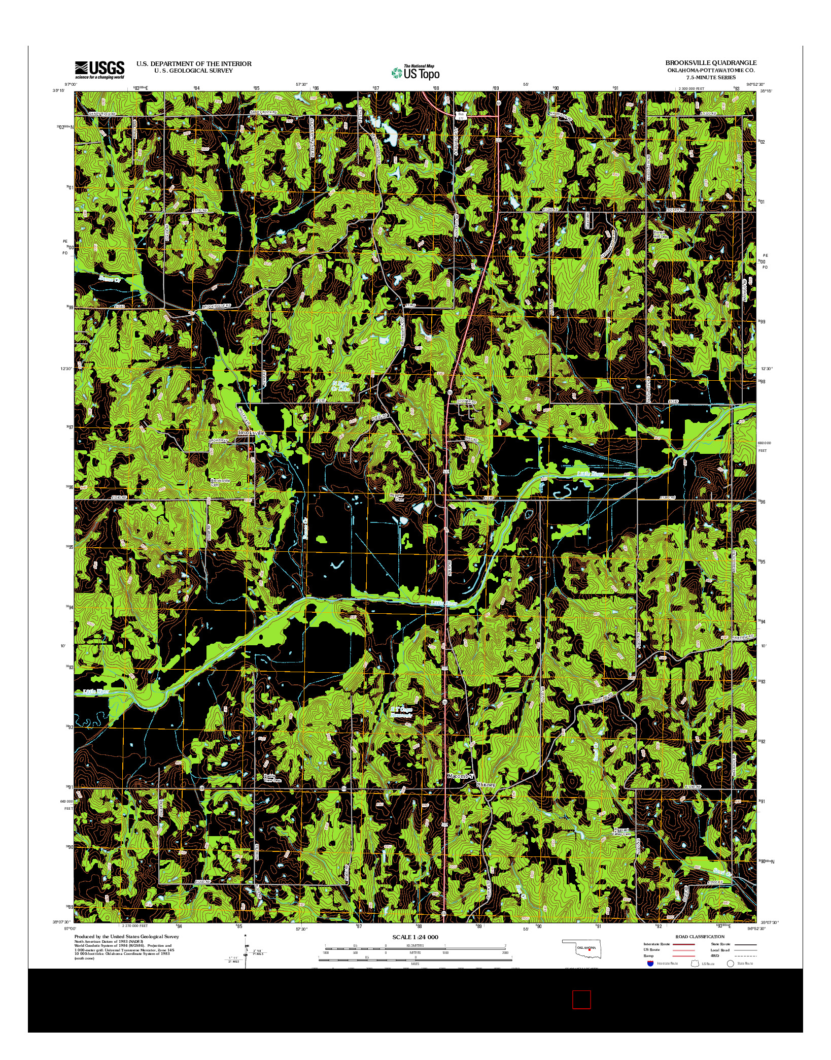 USGS US TOPO 7.5-MINUTE MAP FOR BROOKSVILLE, OK 2012