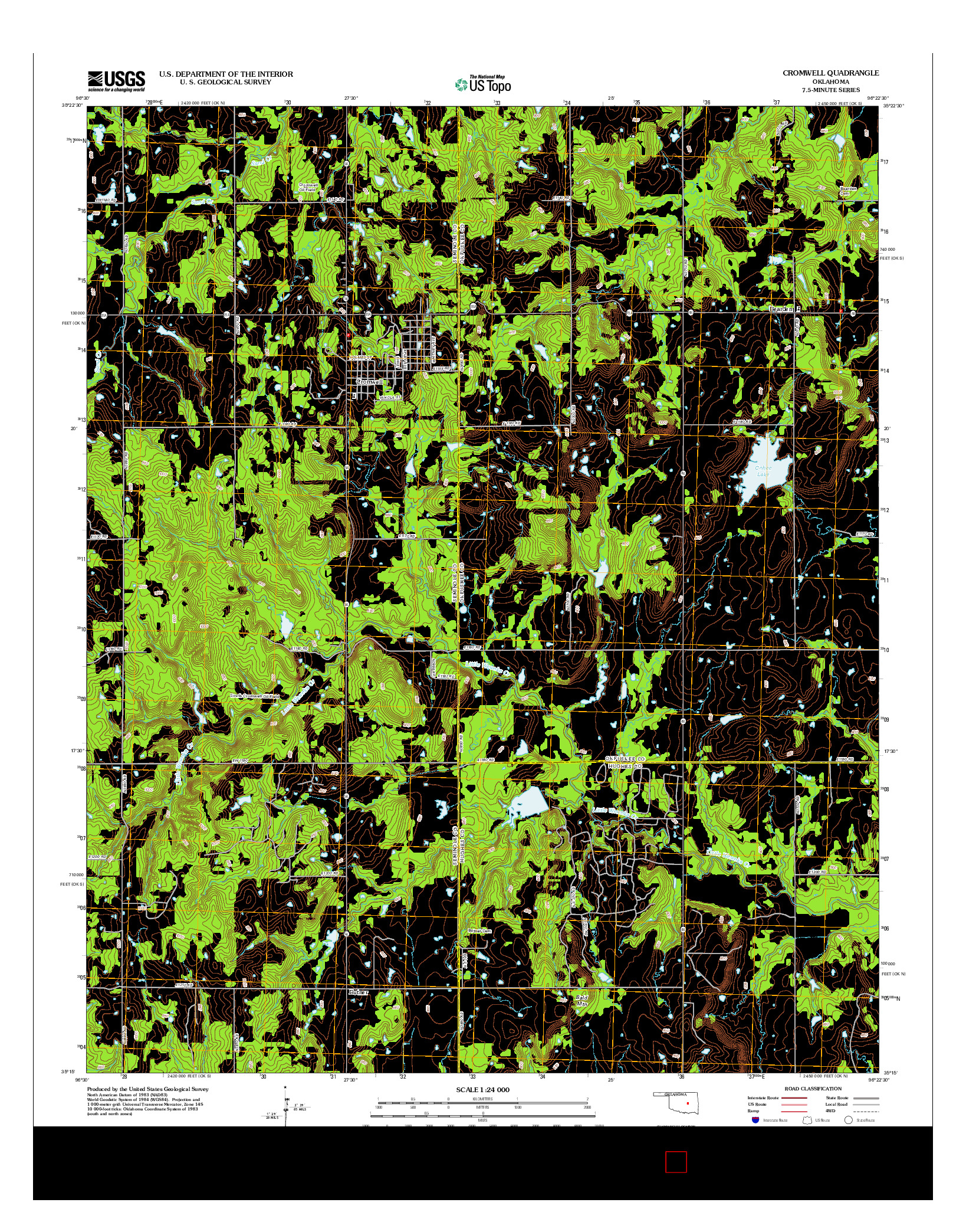 USGS US TOPO 7.5-MINUTE MAP FOR CROMWELL, OK 2012