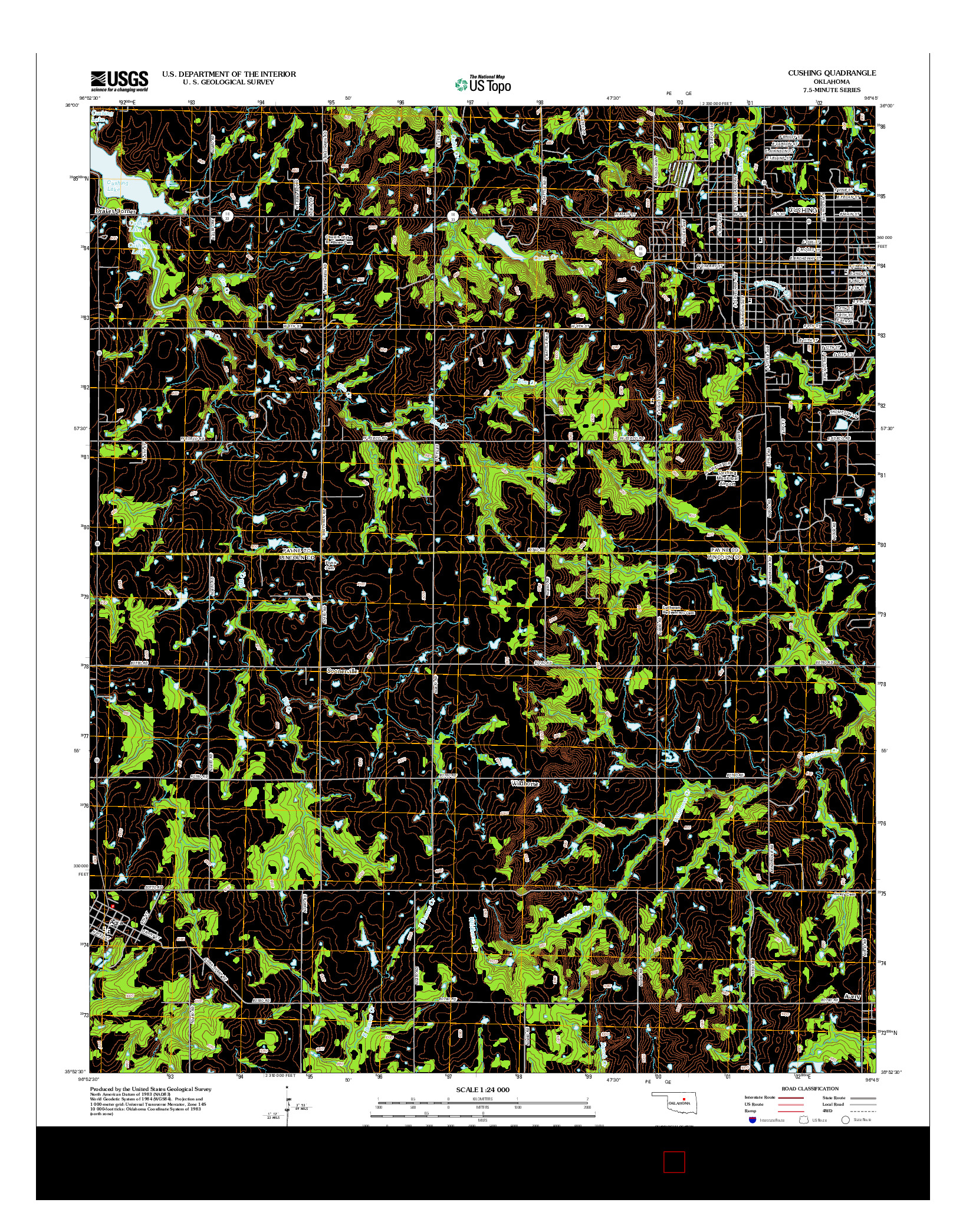 USGS US TOPO 7.5-MINUTE MAP FOR CUSHING, OK 2012