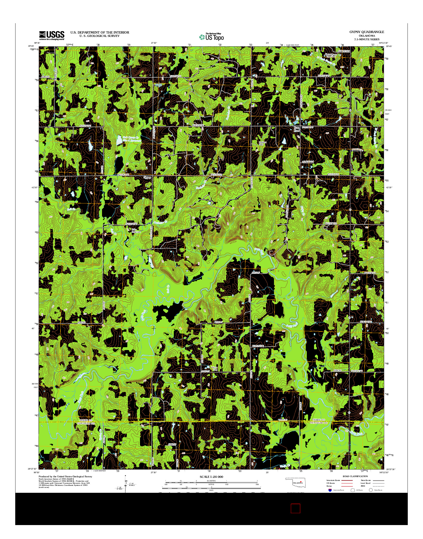 USGS US TOPO 7.5-MINUTE MAP FOR GYPSY, OK 2012