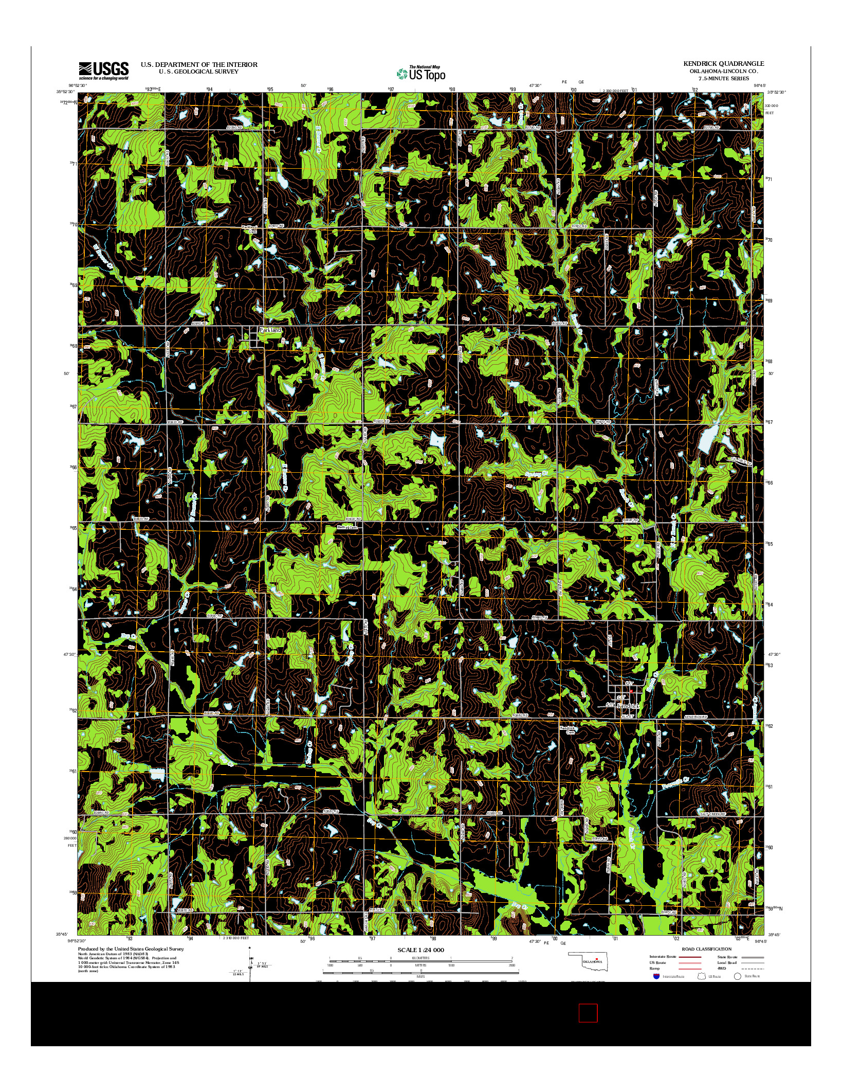 USGS US TOPO 7.5-MINUTE MAP FOR KENDRICK, OK 2012