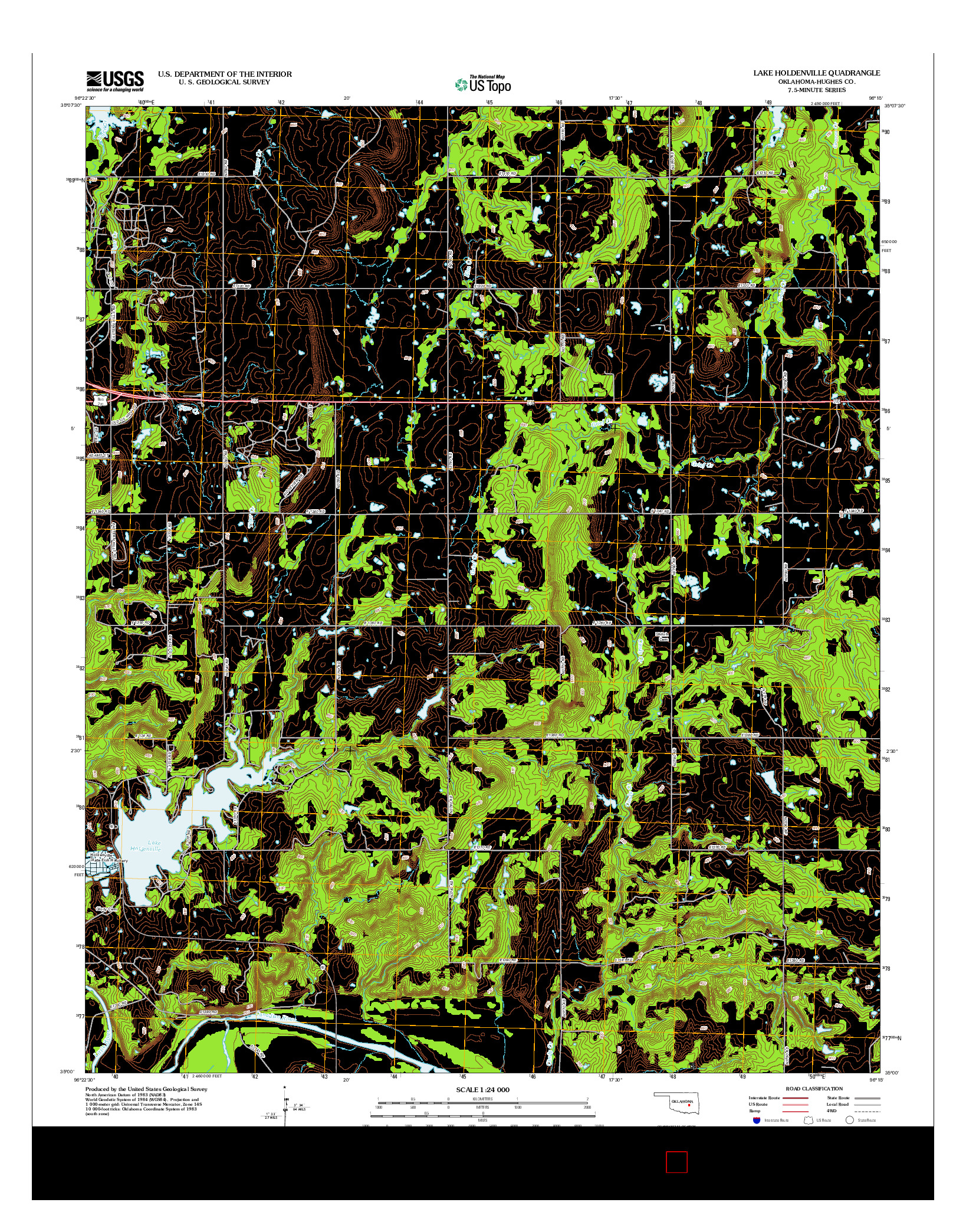 USGS US TOPO 7.5-MINUTE MAP FOR LAKE HOLDENVILLE, OK 2012