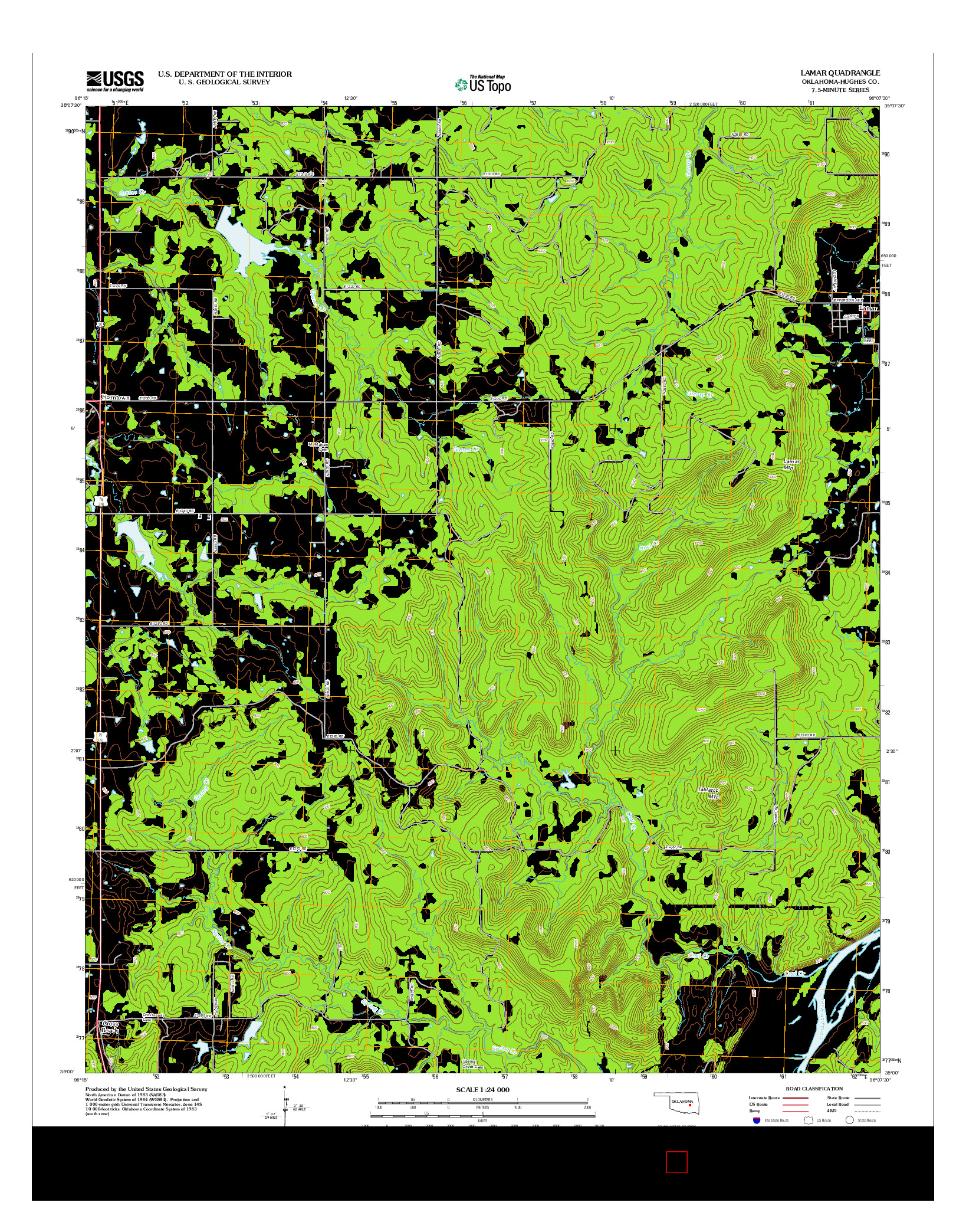 USGS US TOPO 7.5-MINUTE MAP FOR LAMAR, OK 2012