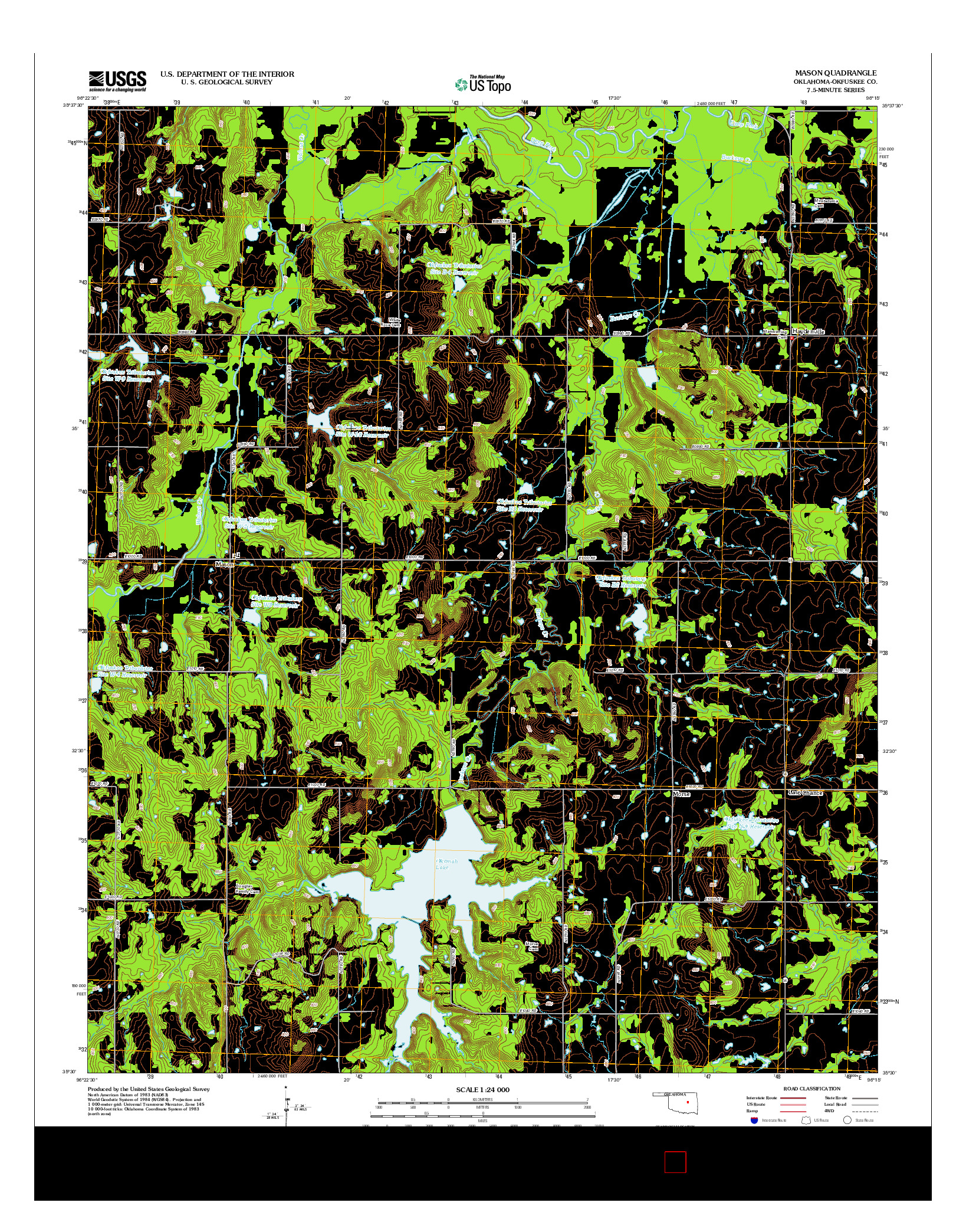 USGS US TOPO 7.5-MINUTE MAP FOR MASON, OK 2012