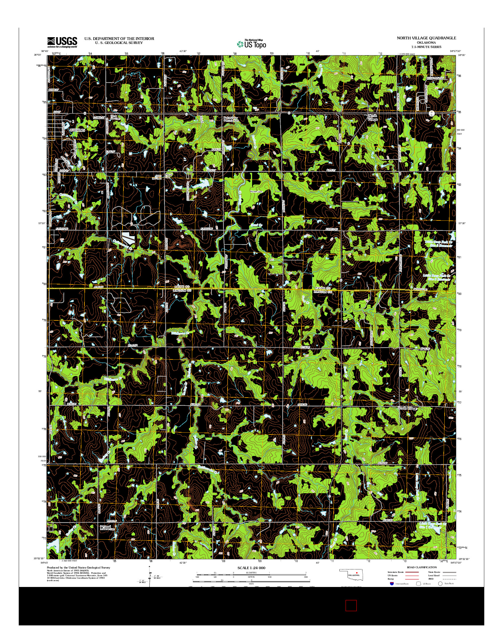 USGS US TOPO 7.5-MINUTE MAP FOR NORTH VILLAGE, OK 2012