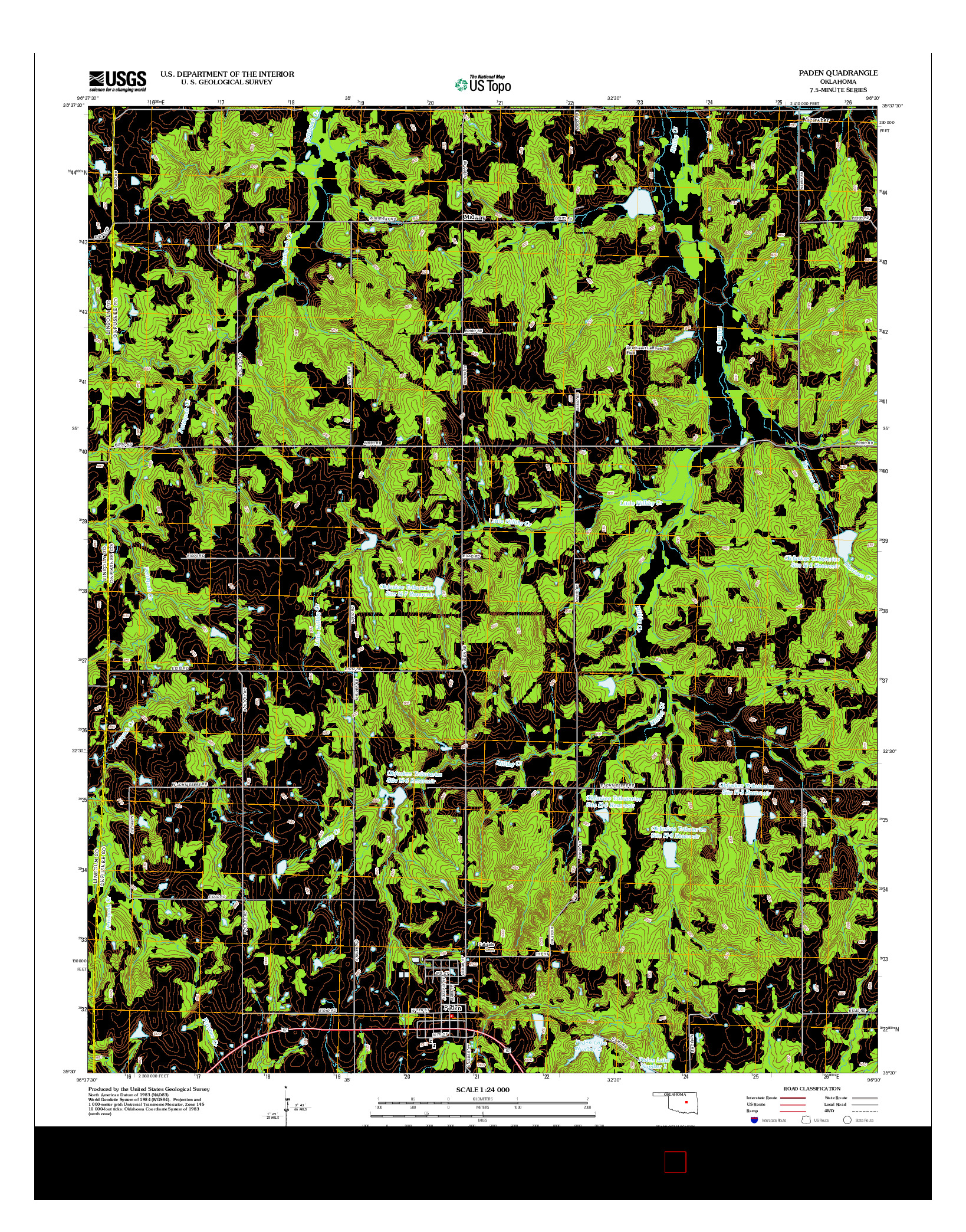 USGS US TOPO 7.5-MINUTE MAP FOR PADEN, OK 2012