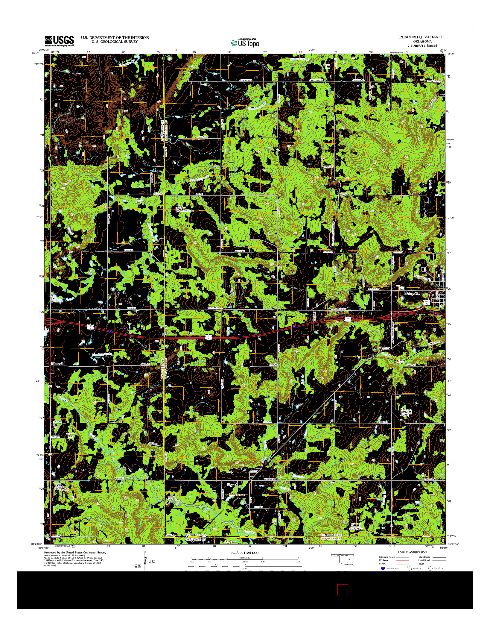 USGS US TOPO 7.5-MINUTE MAP FOR PHAROAH, OK 2012