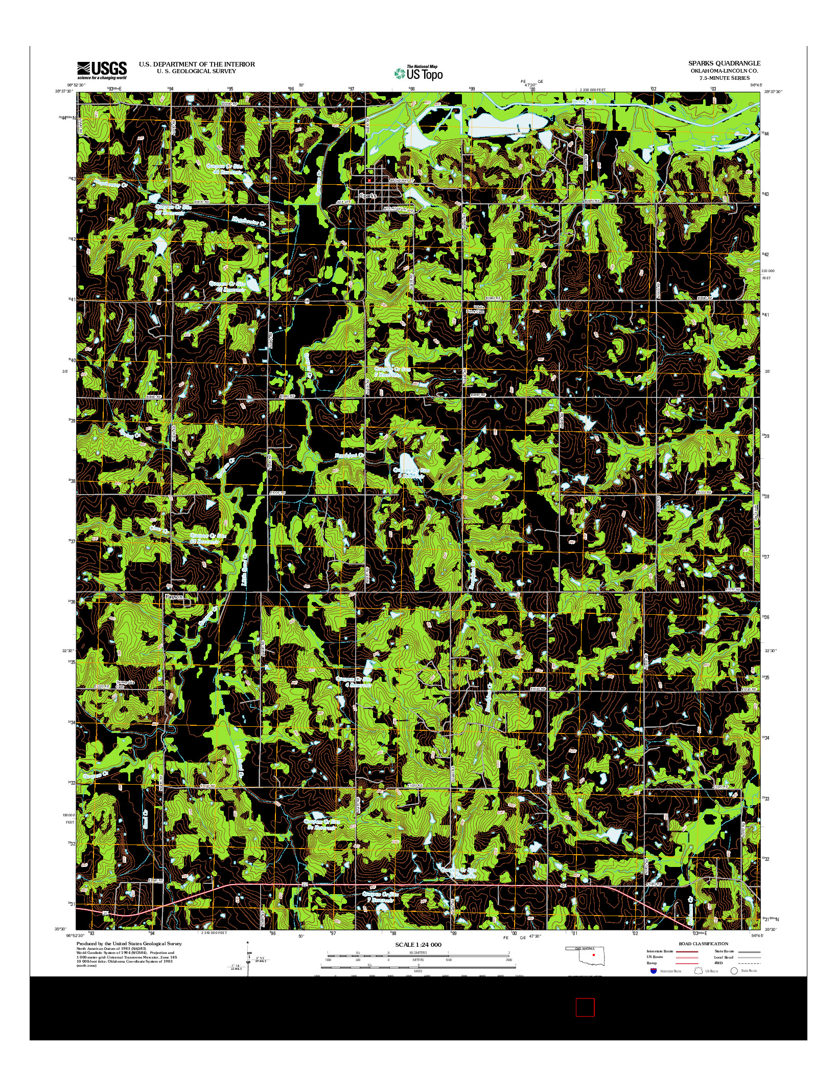 USGS US TOPO 7.5-MINUTE MAP FOR SPARKS, OK 2012