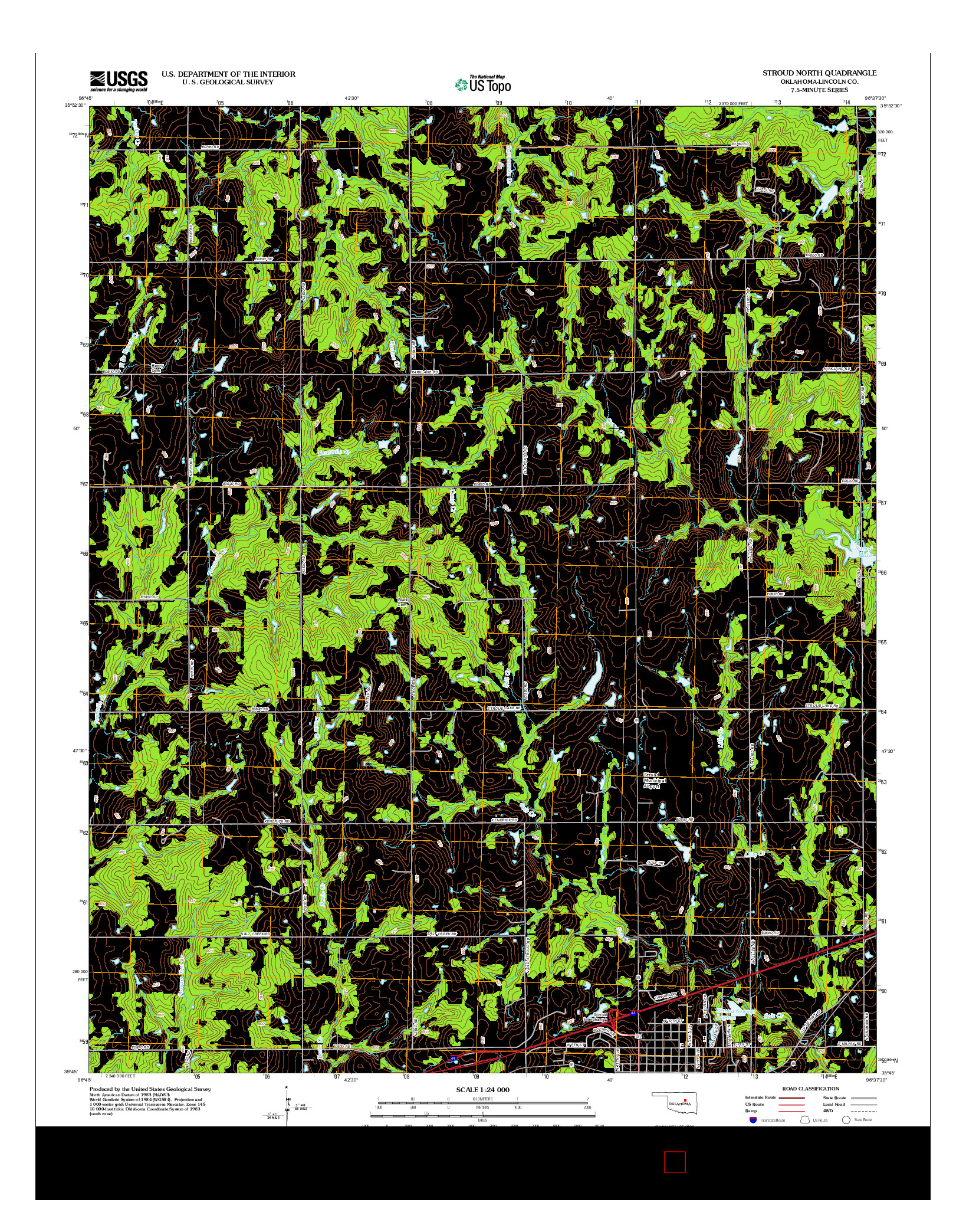 USGS US TOPO 7.5-MINUTE MAP FOR STROUD NORTH, OK 2012