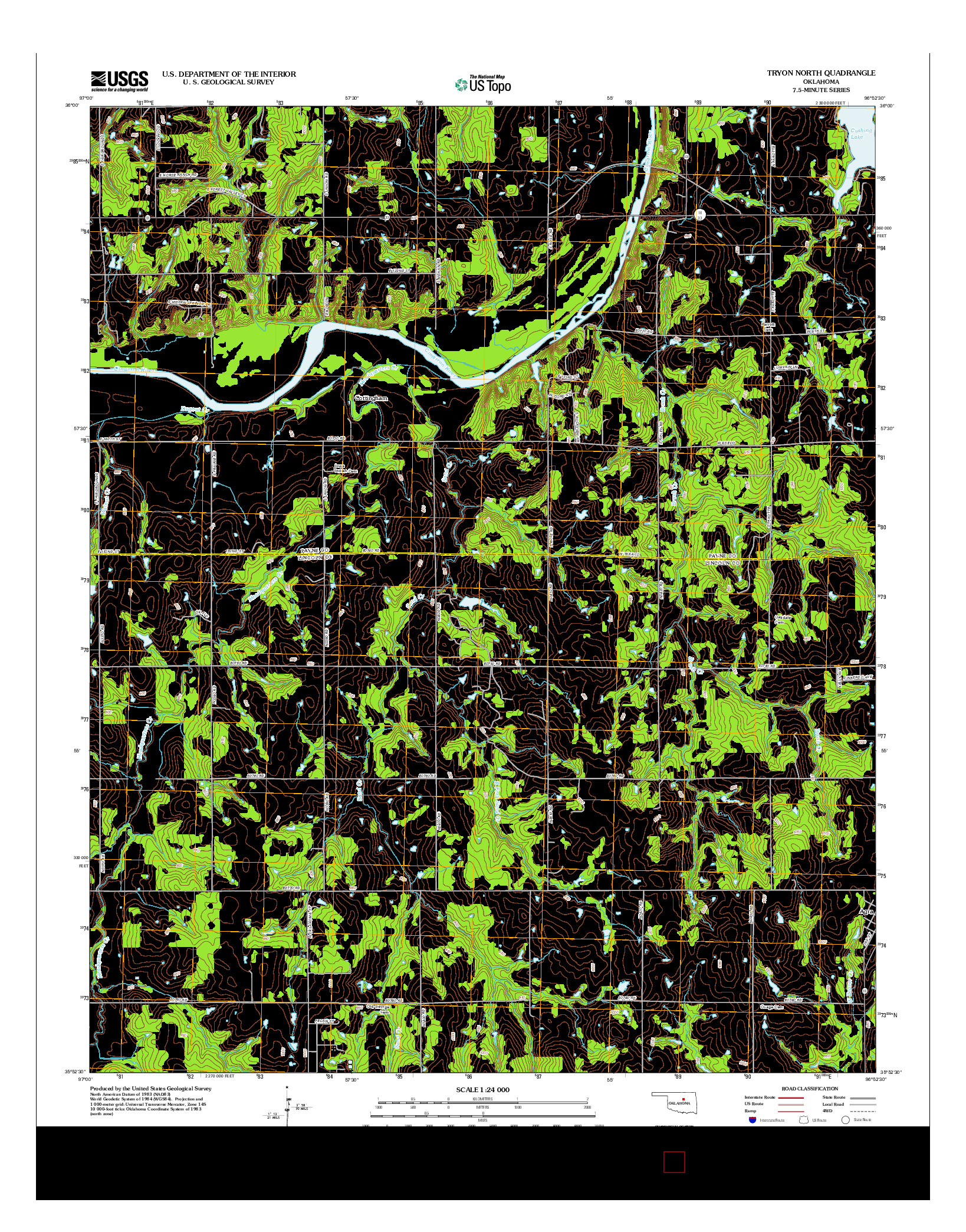 USGS US TOPO 7.5-MINUTE MAP FOR TRYON NORTH, OK 2012