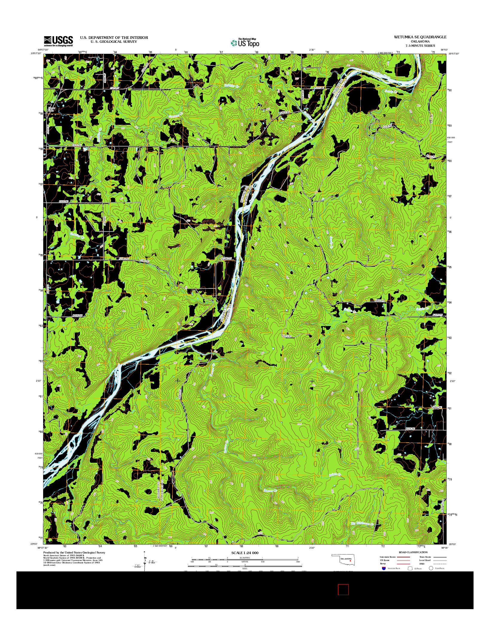 USGS US TOPO 7.5-MINUTE MAP FOR WETUMKA SE, OK 2012