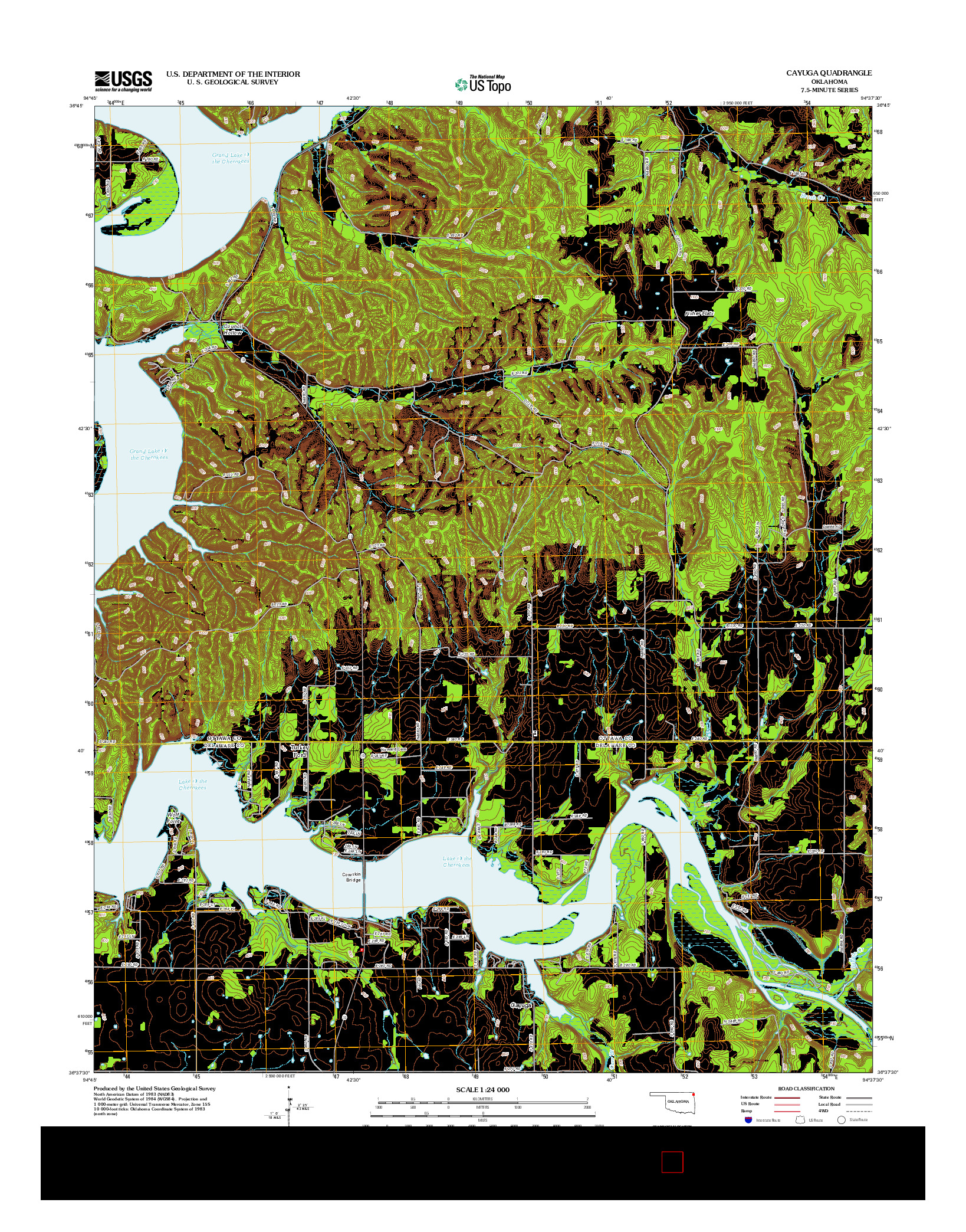 USGS US TOPO 7.5-MINUTE MAP FOR CAYUGA, OK 2012