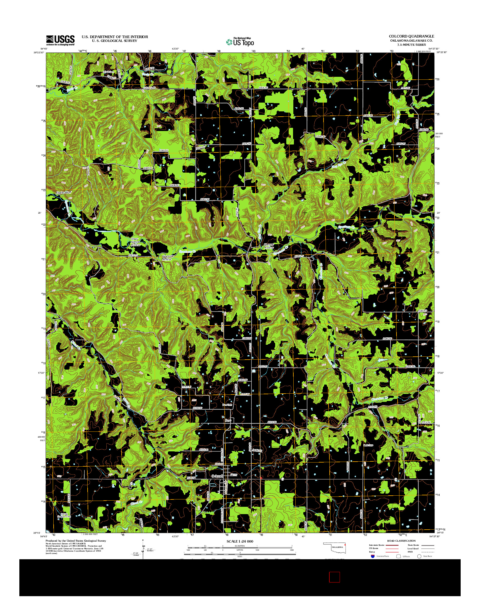 USGS US TOPO 7.5-MINUTE MAP FOR COLCORD, OK 2012