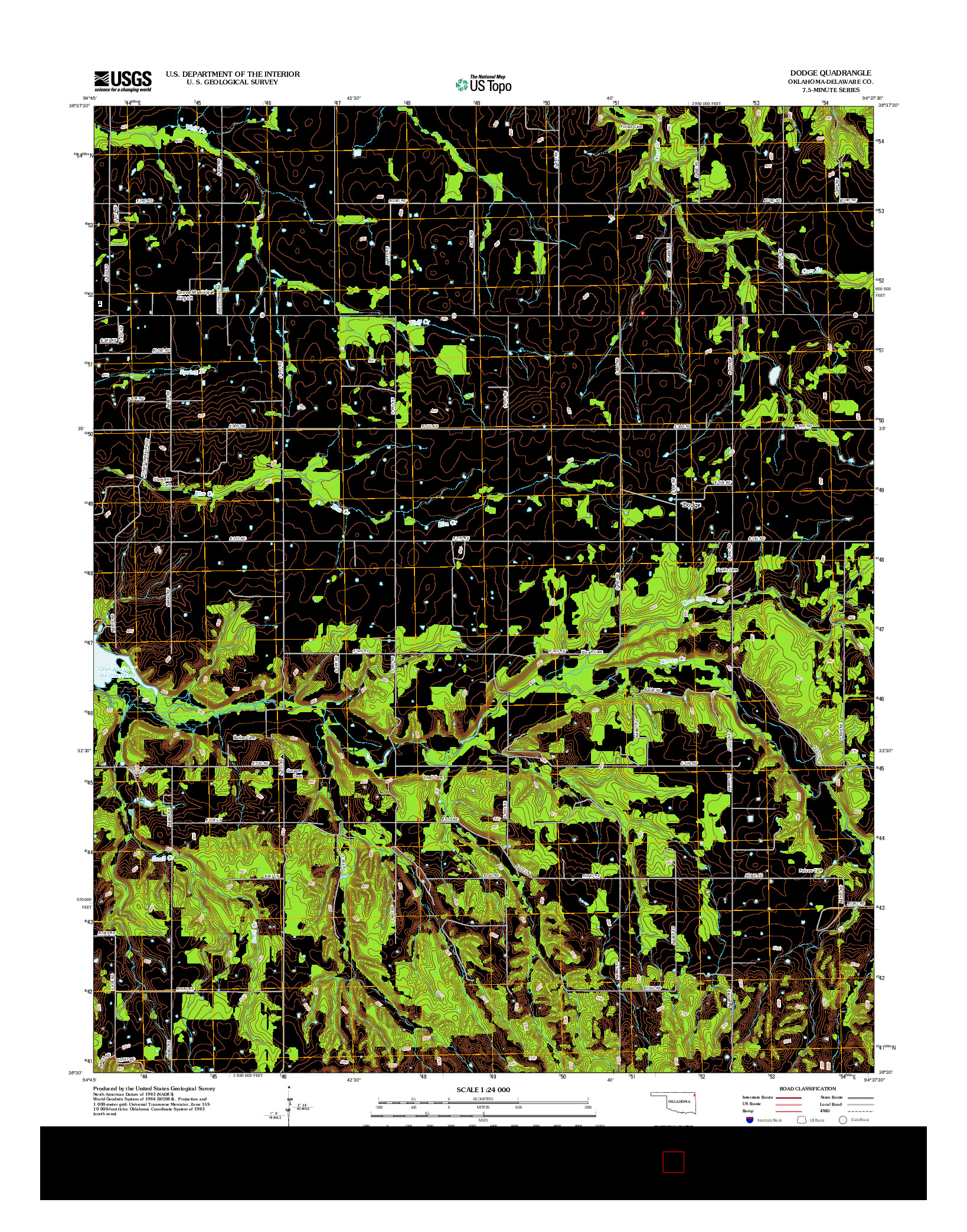 USGS US TOPO 7.5-MINUTE MAP FOR DODGE, OK 2012