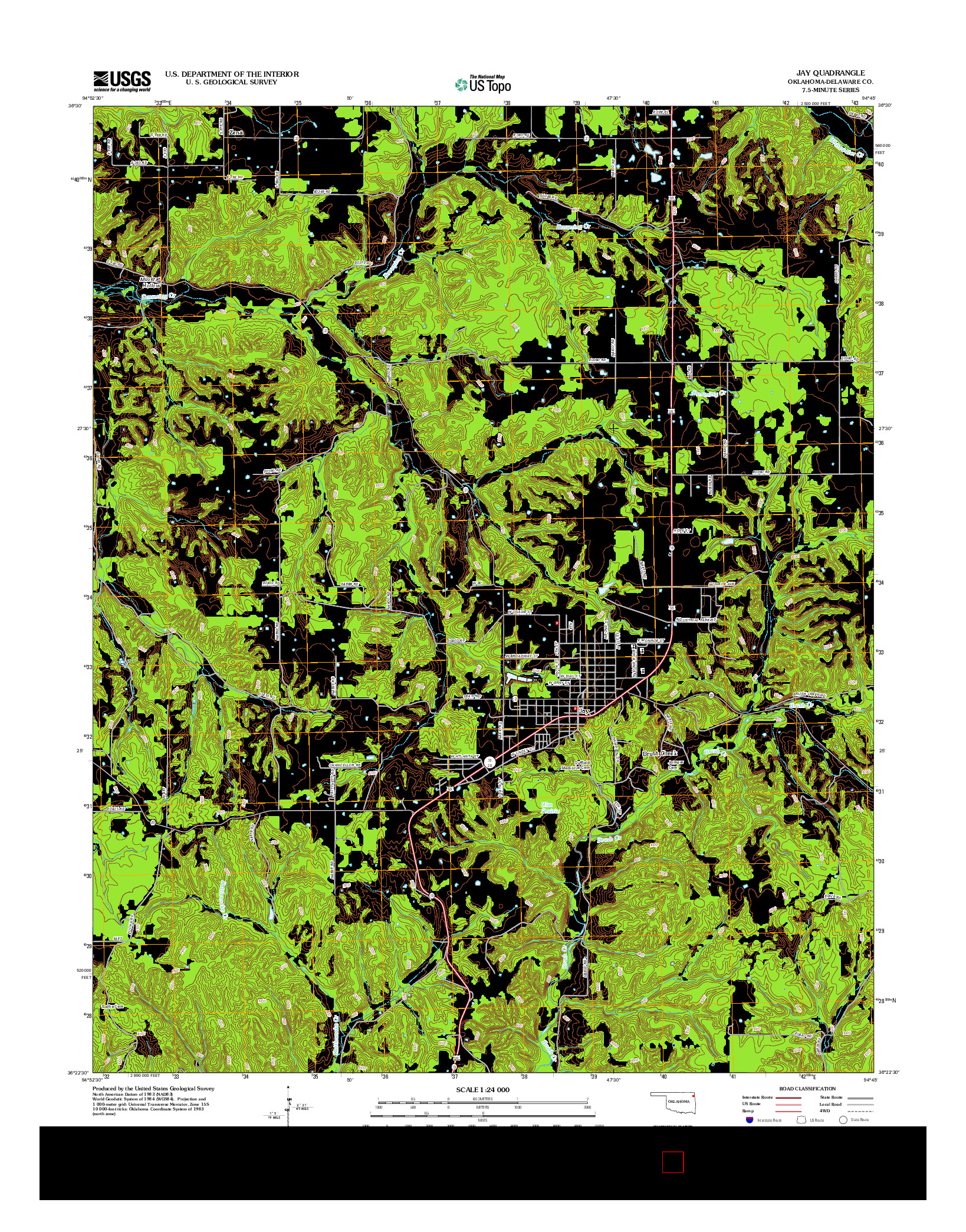 USGS US TOPO 7.5-MINUTE MAP FOR JAY, OK 2012