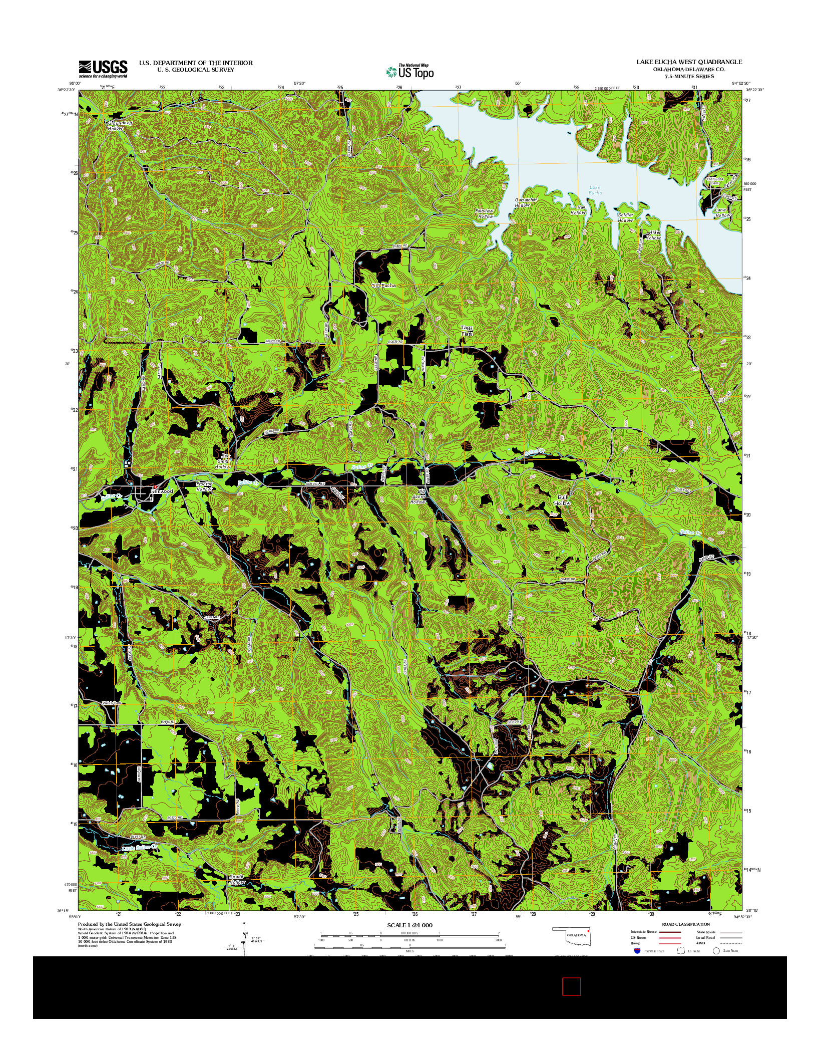 USGS US TOPO 7.5-MINUTE MAP FOR LAKE EUCHA WEST, OK 2012