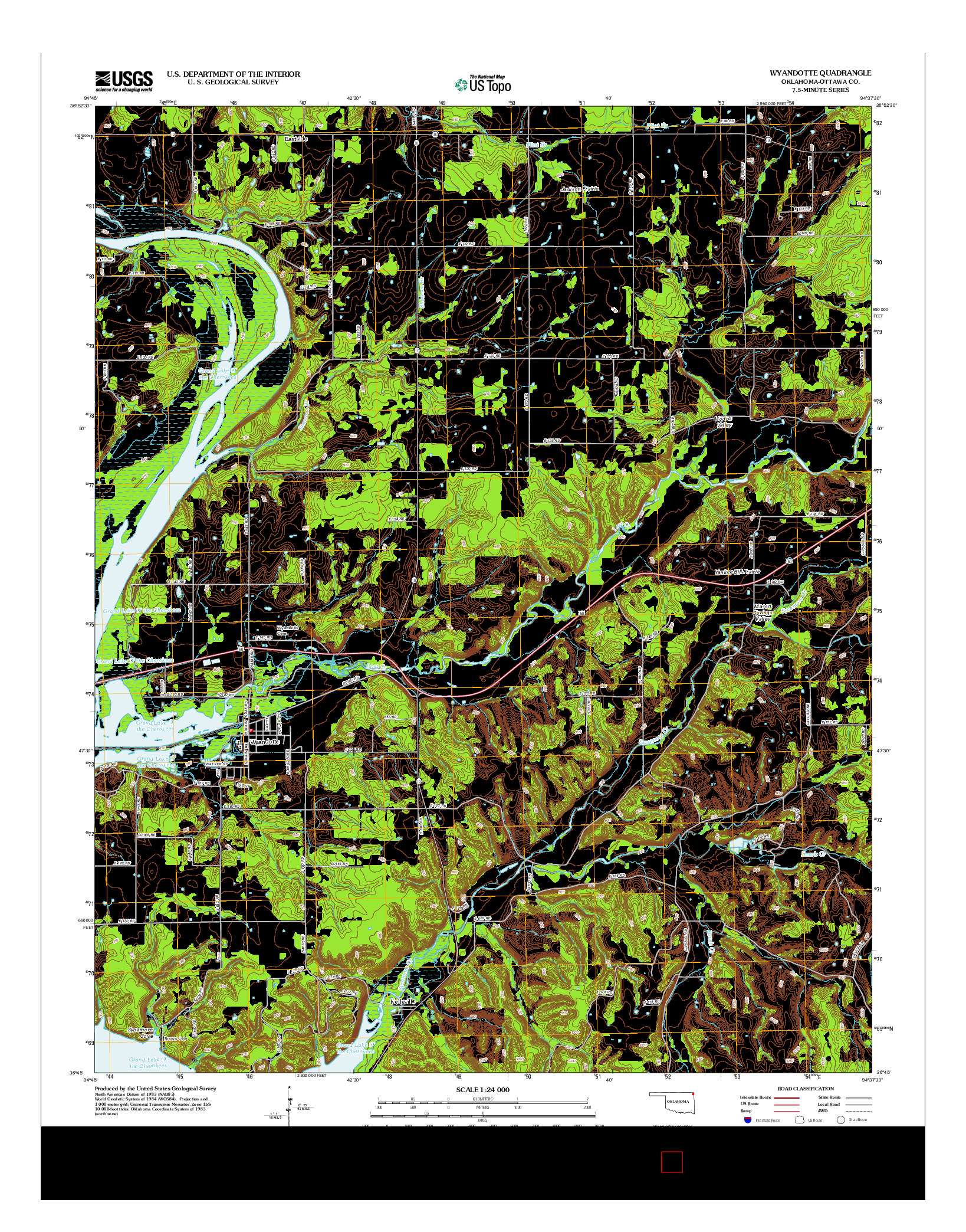 USGS US TOPO 7.5-MINUTE MAP FOR WYANDOTTE, OK 2012