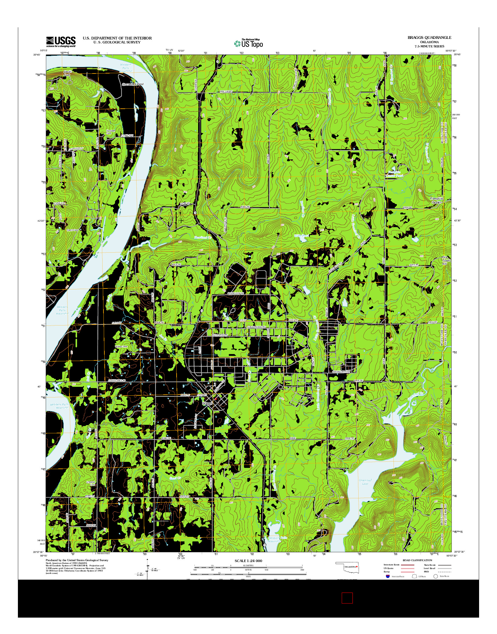 USGS US TOPO 7.5-MINUTE MAP FOR BRAGGS, OK 2012