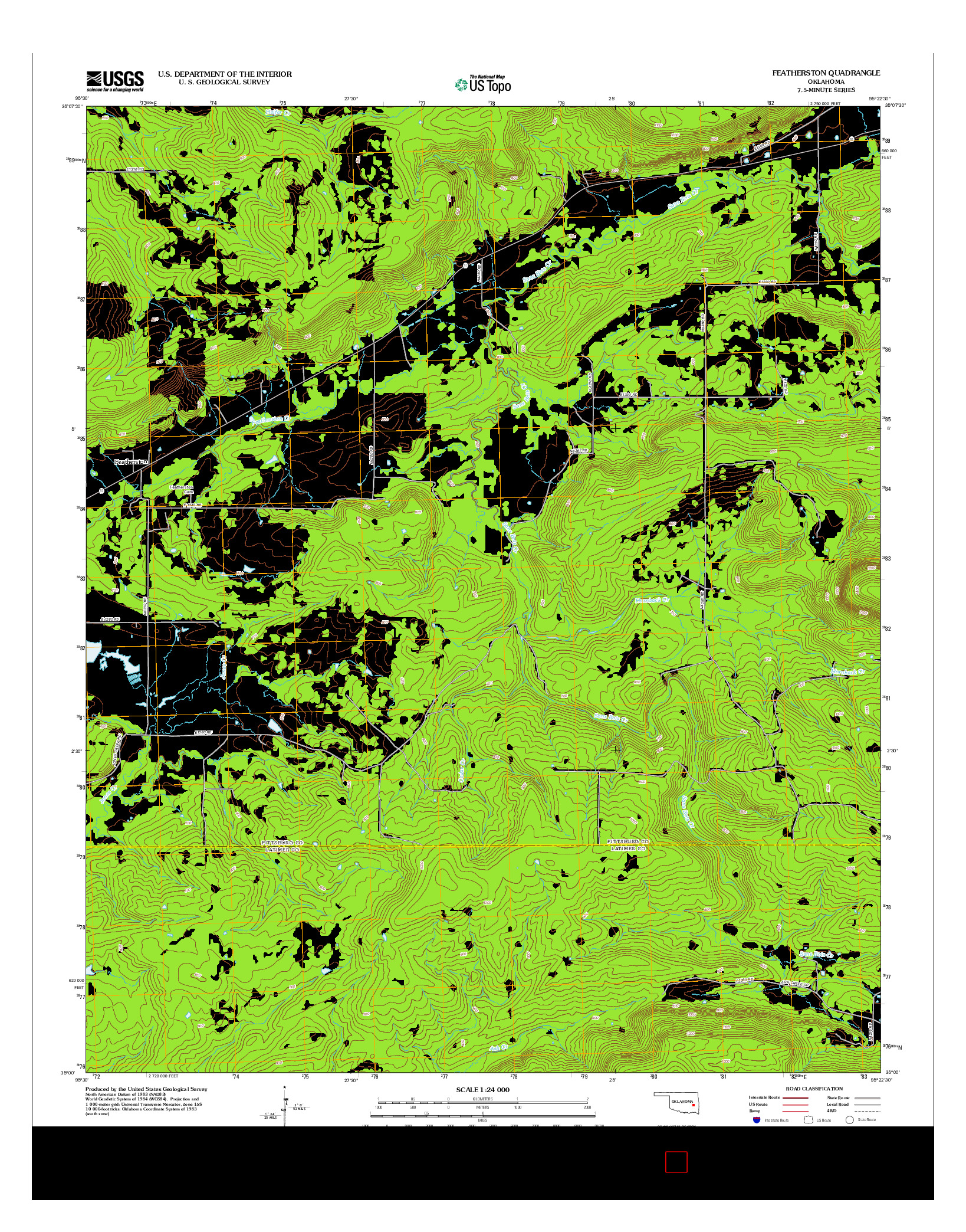 USGS US TOPO 7.5-MINUTE MAP FOR FEATHERSTON, OK 2012