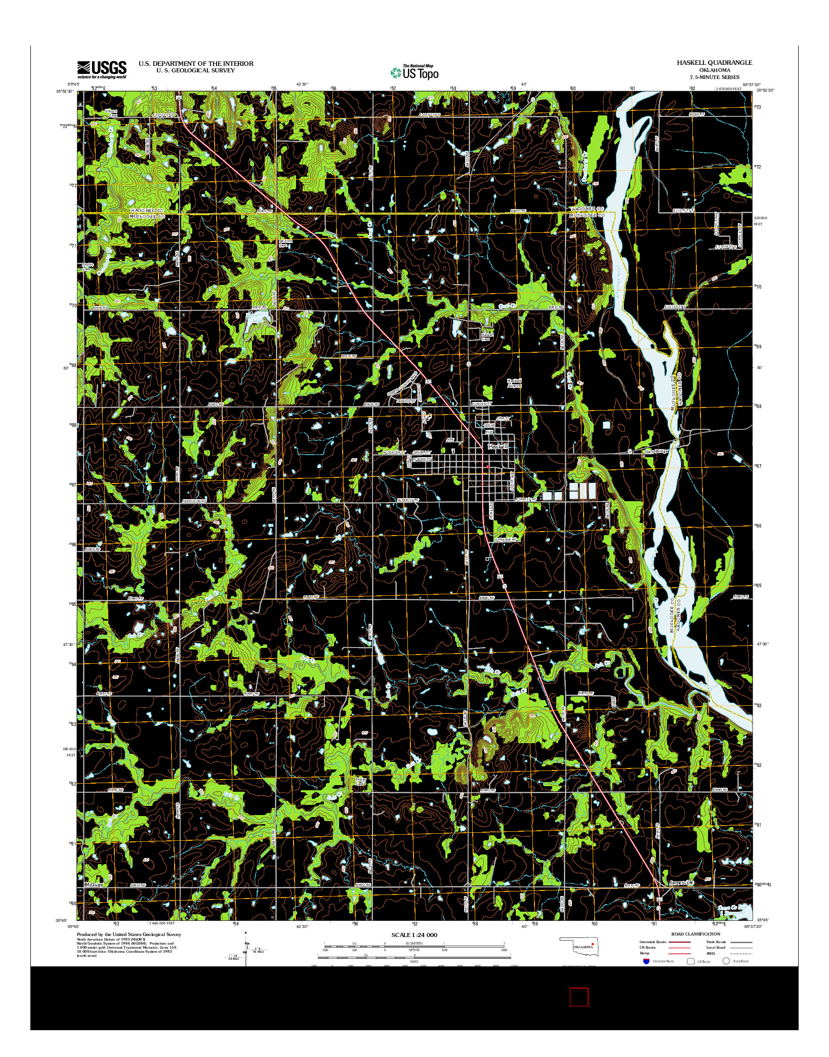 USGS US TOPO 7.5-MINUTE MAP FOR HASKELL, OK 2012