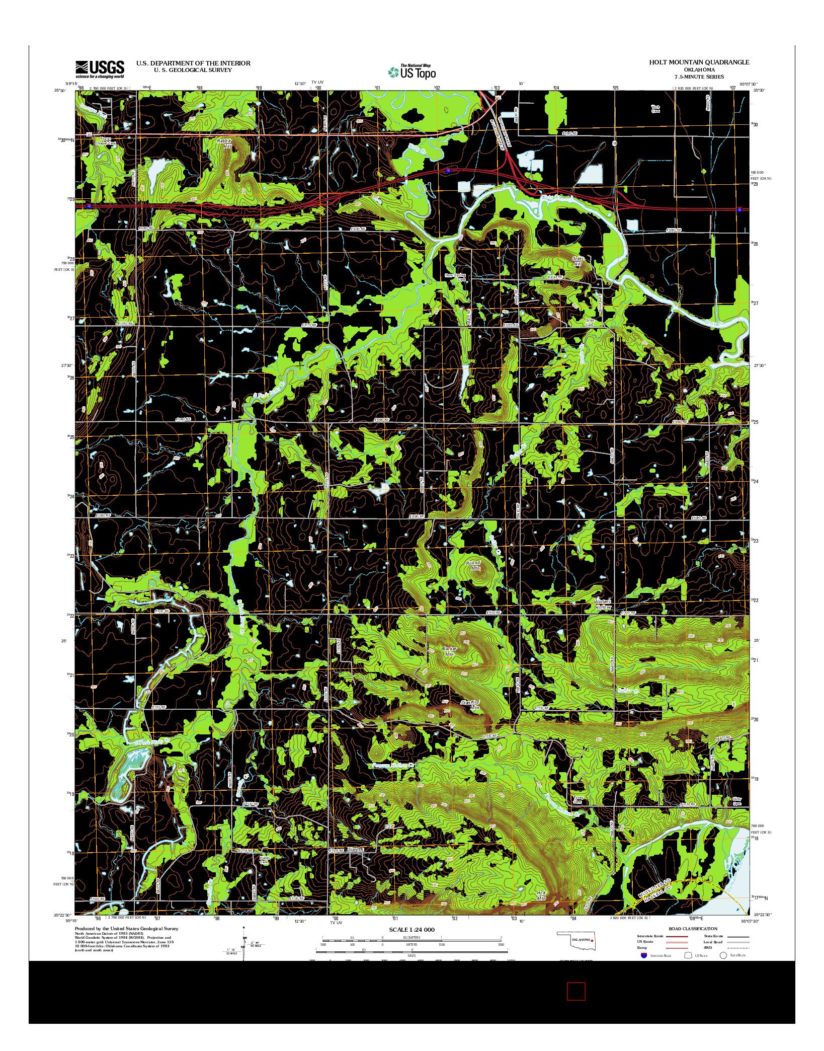 USGS US TOPO 7.5-MINUTE MAP FOR HOLT MOUNTAIN, OK 2012