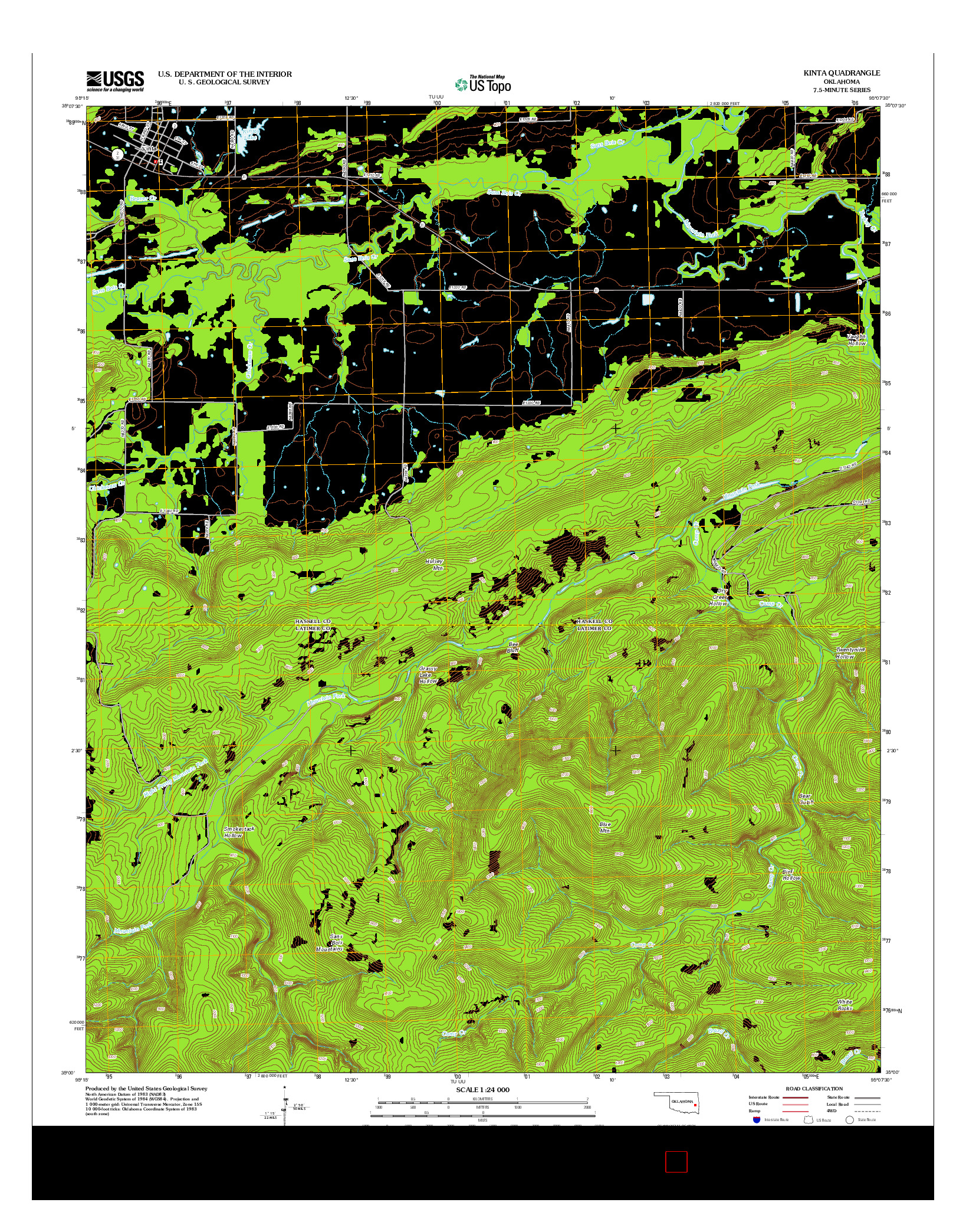 USGS US TOPO 7.5-MINUTE MAP FOR KINTA, OK 2012