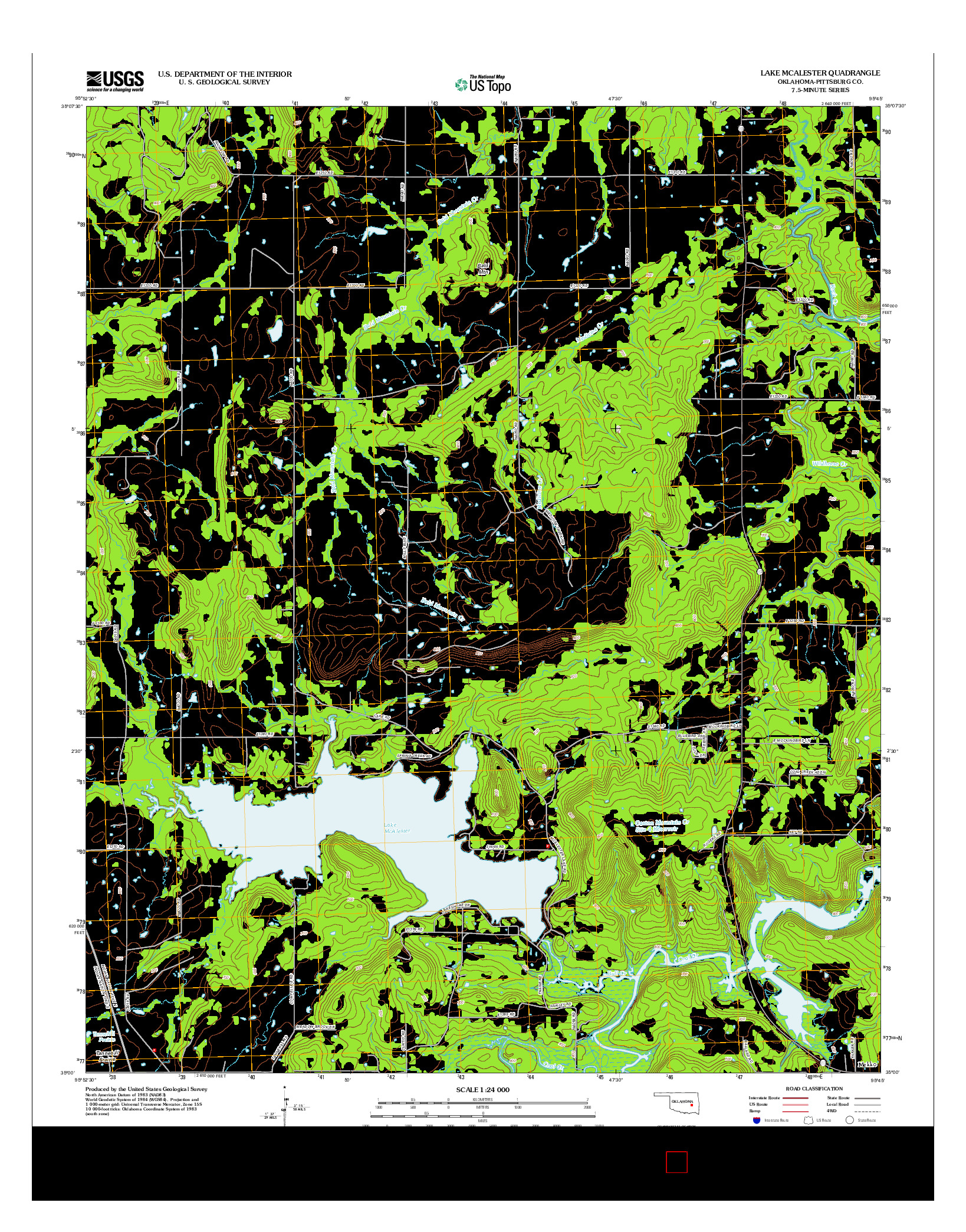 USGS US TOPO 7.5-MINUTE MAP FOR LAKE MCALESTER, OK 2012