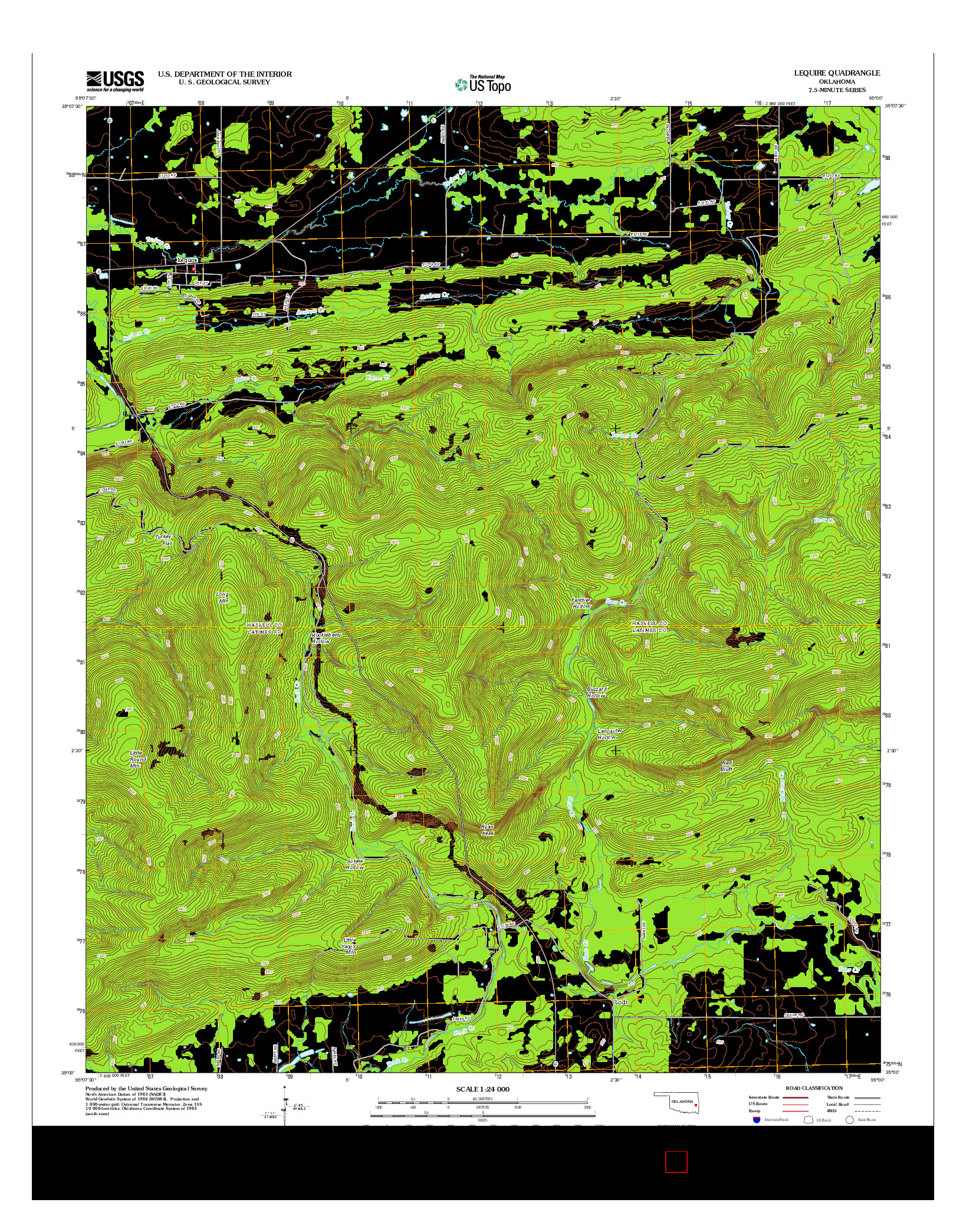 USGS US TOPO 7.5-MINUTE MAP FOR LEQUIRE, OK 2012