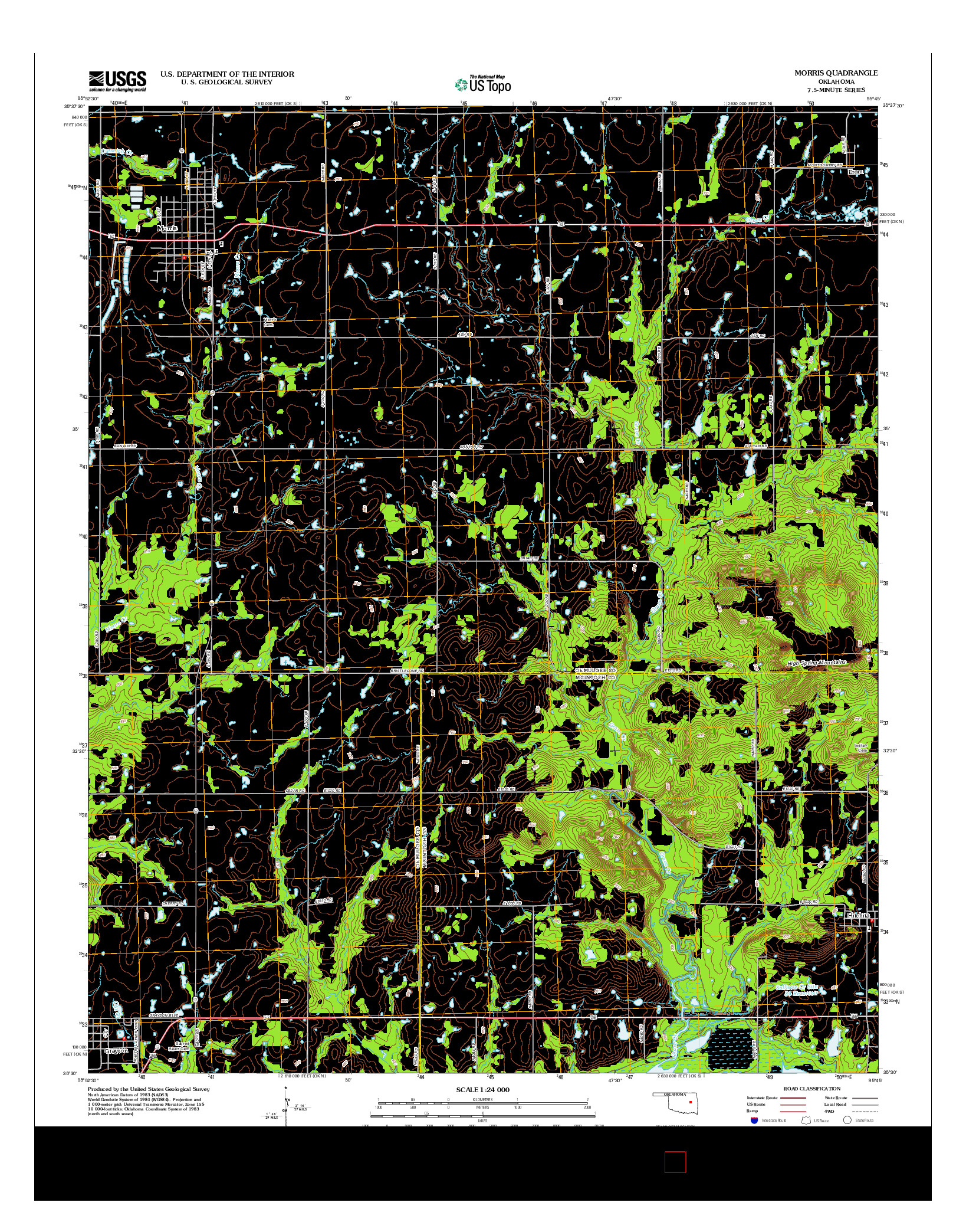 USGS US TOPO 7.5-MINUTE MAP FOR MORRIS, OK 2012