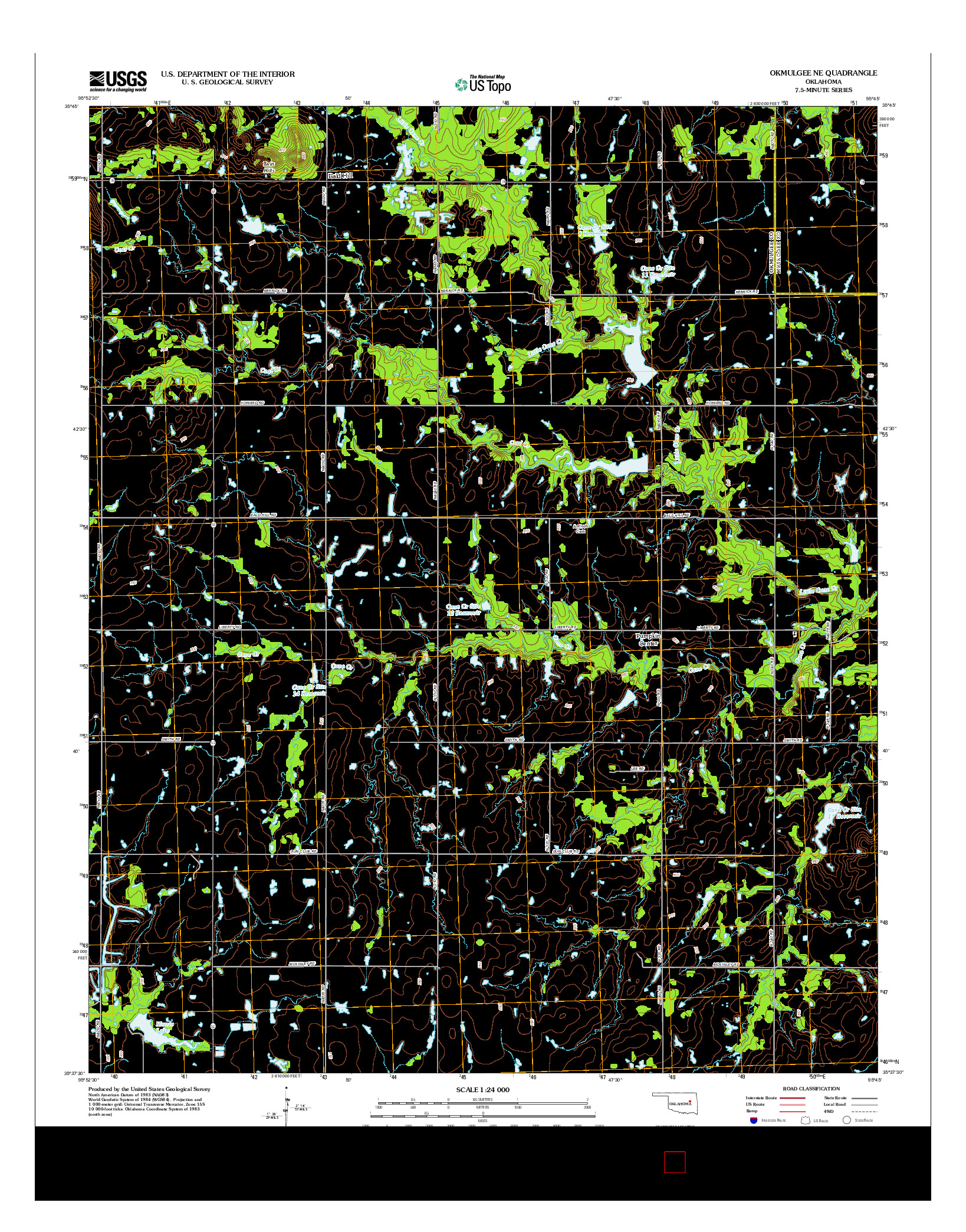 USGS US TOPO 7.5-MINUTE MAP FOR OKMULGEE NE, OK 2012