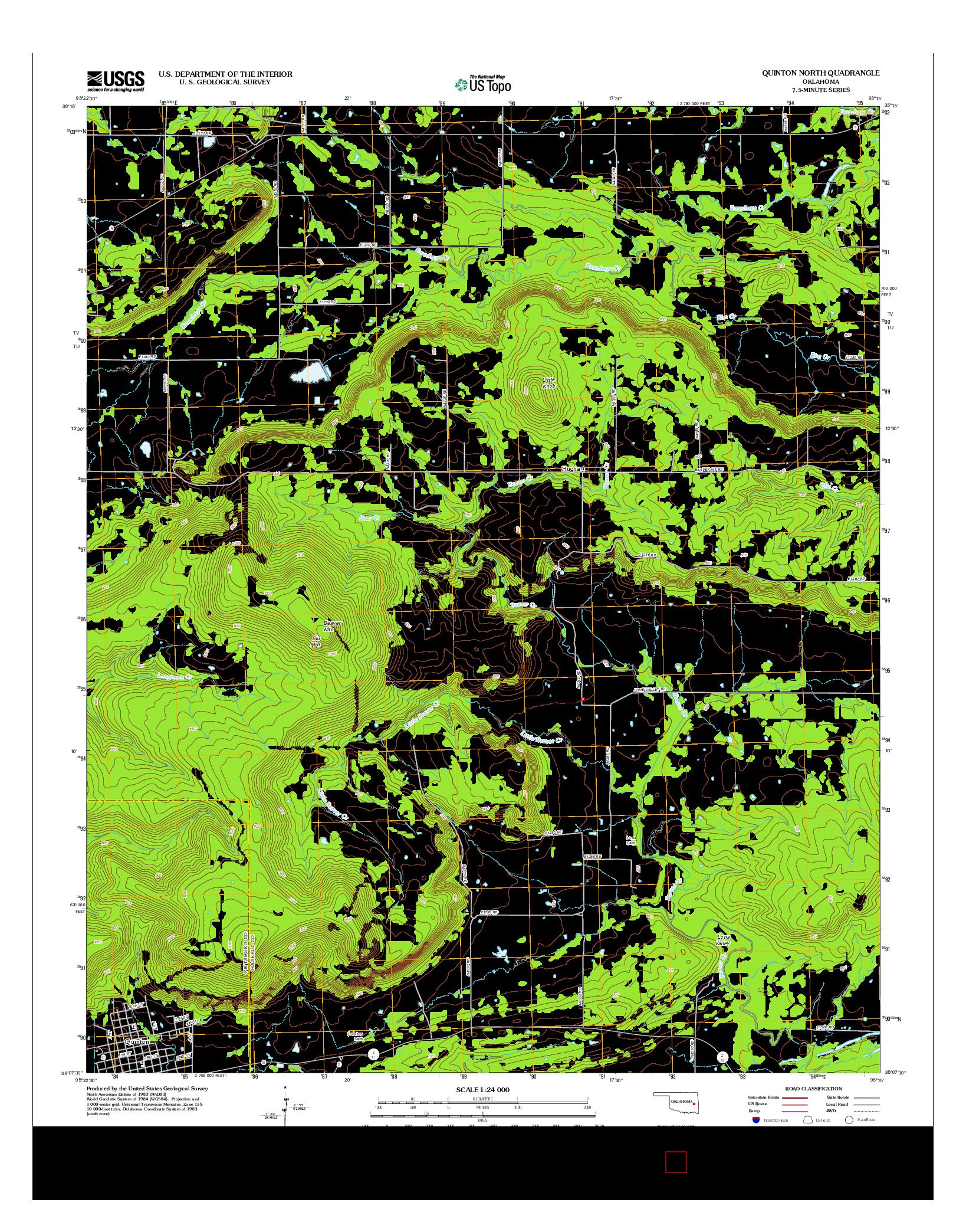 USGS US TOPO 7.5-MINUTE MAP FOR QUINTON NORTH, OK 2012