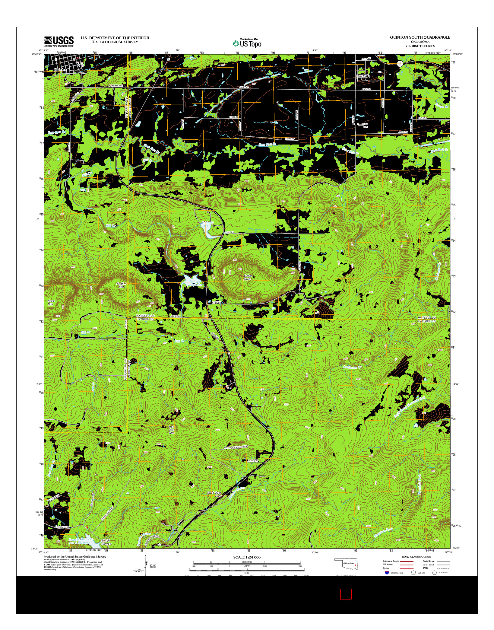 USGS US TOPO 7.5-MINUTE MAP FOR QUINTON SOUTH, OK 2012