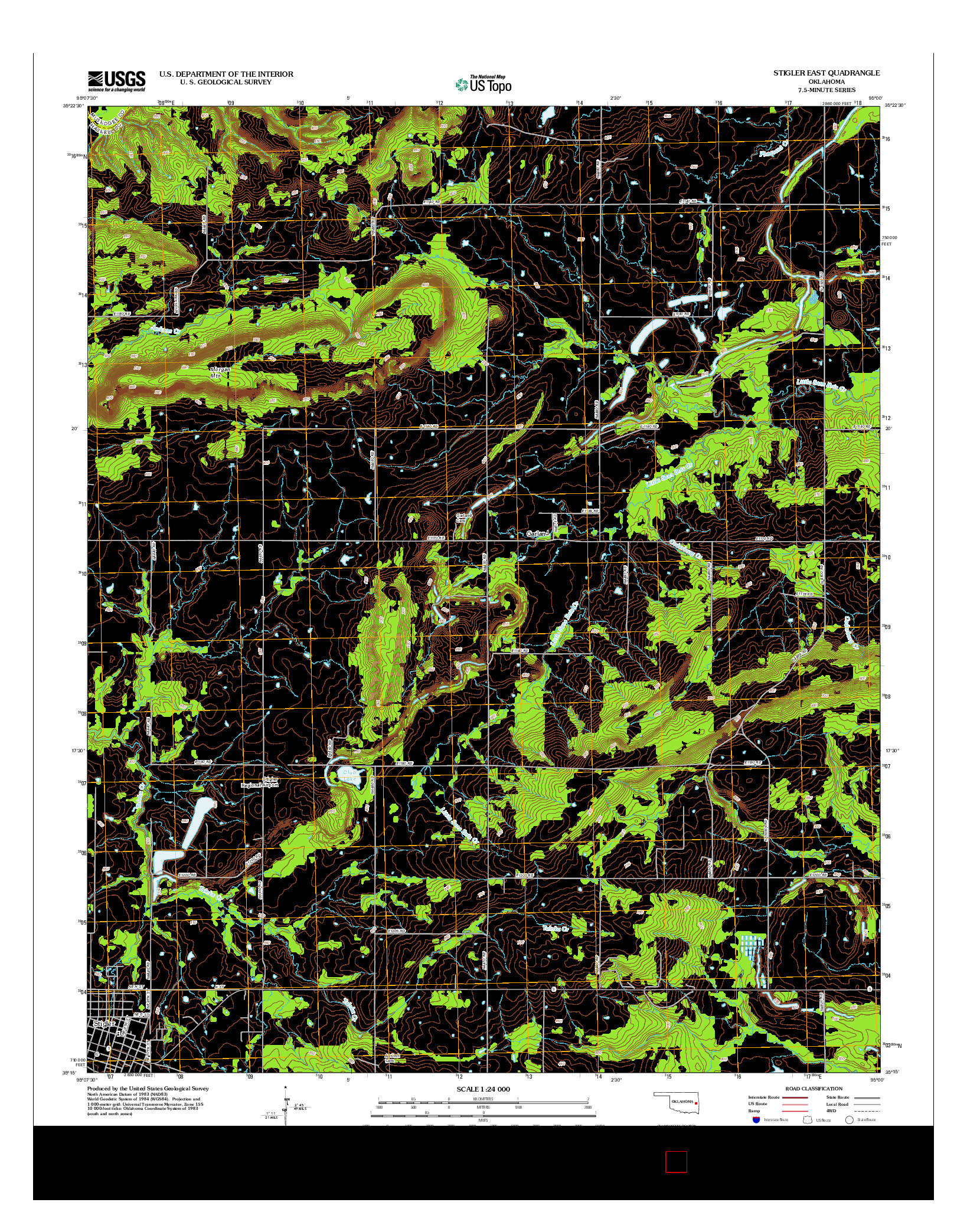 USGS US TOPO 7.5-MINUTE MAP FOR STIGLER EAST, OK 2012