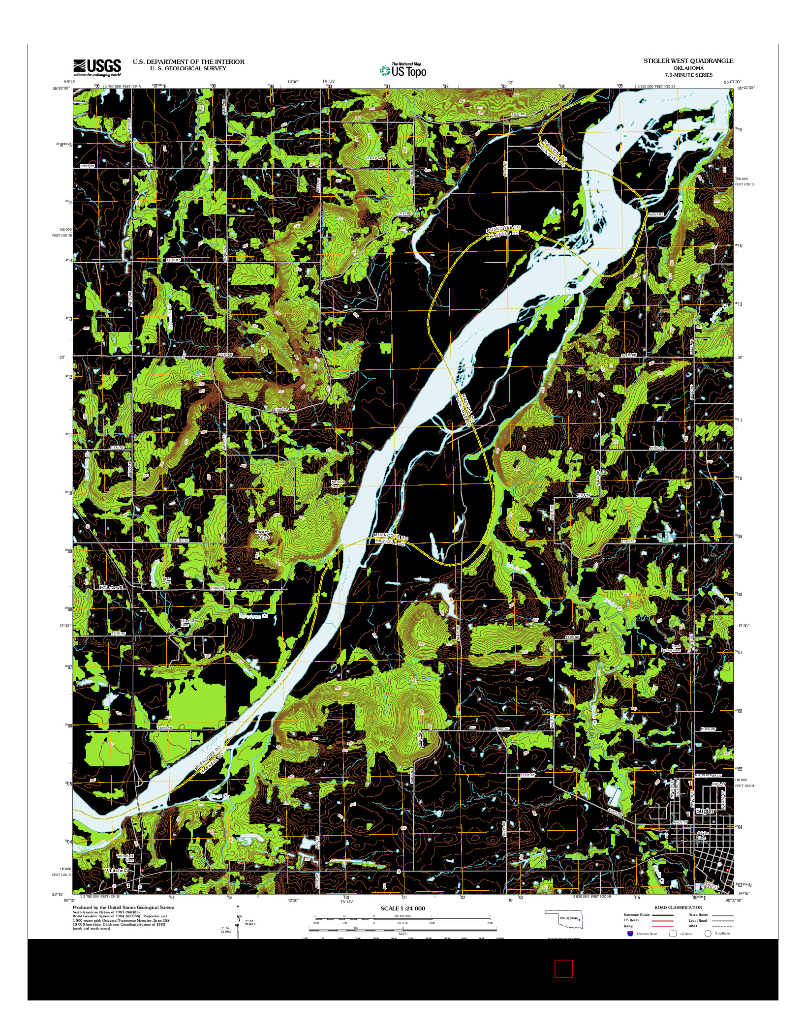 USGS US TOPO 7.5-MINUTE MAP FOR STIGLER WEST, OK 2012