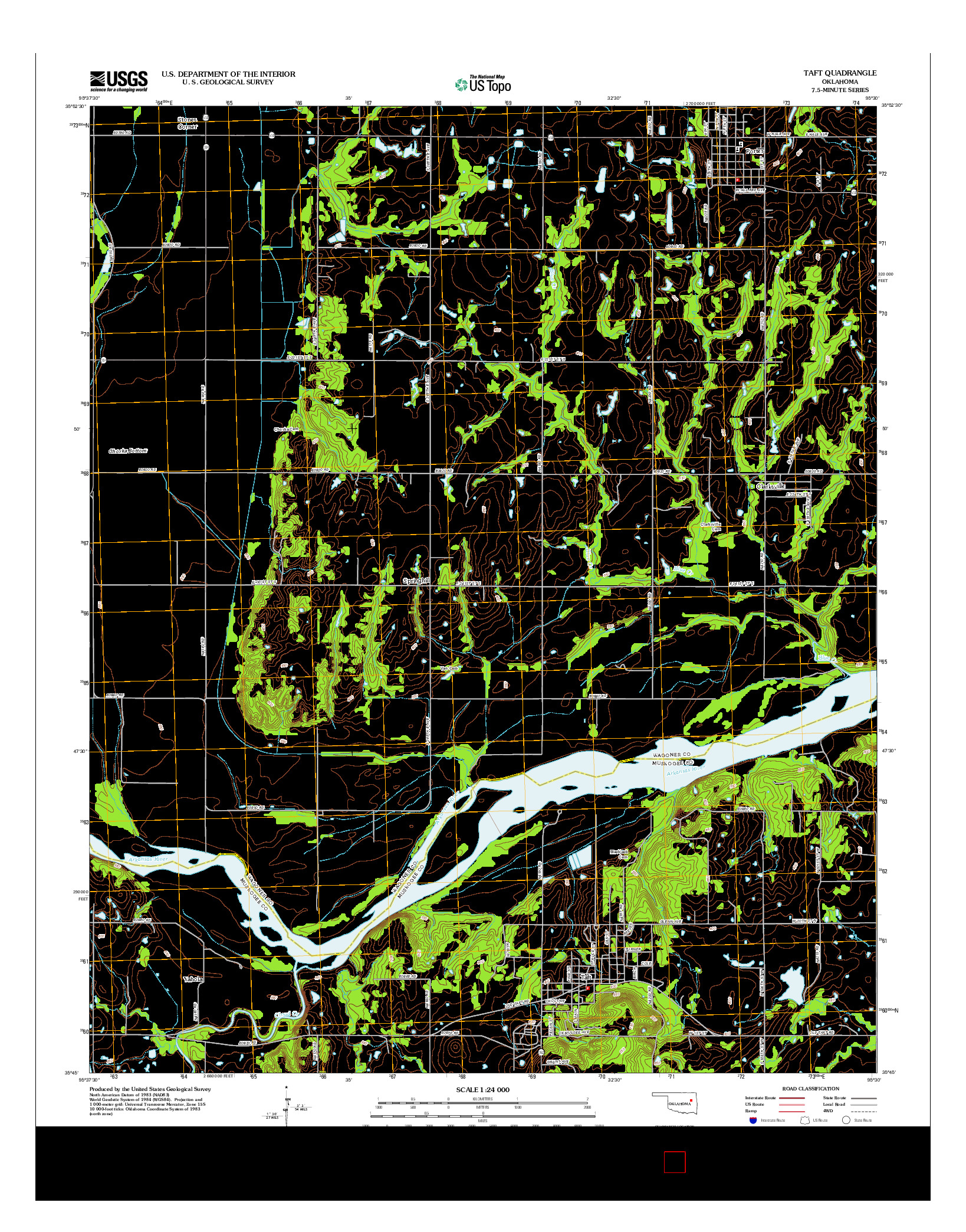 USGS US TOPO 7.5-MINUTE MAP FOR TAFT, OK 2012