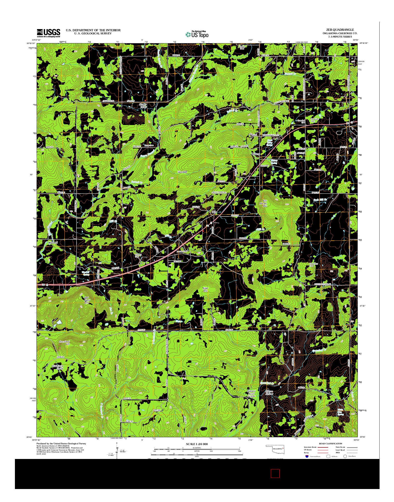 USGS US TOPO 7.5-MINUTE MAP FOR ZEB, OK 2012