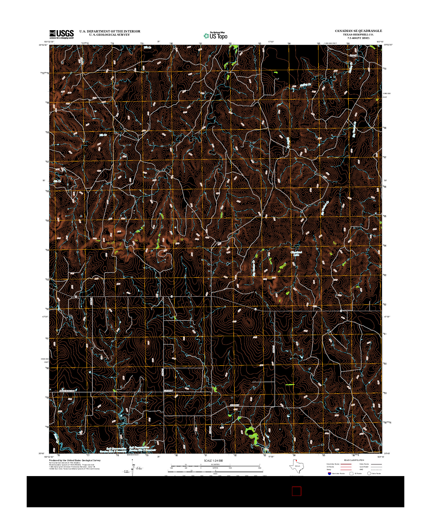 USGS US TOPO 7.5-MINUTE MAP FOR CANADIAN SE, TX 2012